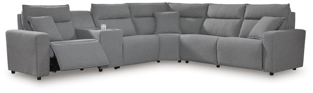 ModMax II 6-Piece Next-Gen Nuvella™ Performance Fabric Dual Power Reclining Modular Sectional with 2 Reclining Seats and Console