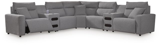 ModMax II 7-Piece Next-Gen Nuvella™ Performance Fabric Dual Power Reclining Modular Sectional with Audio Consoles