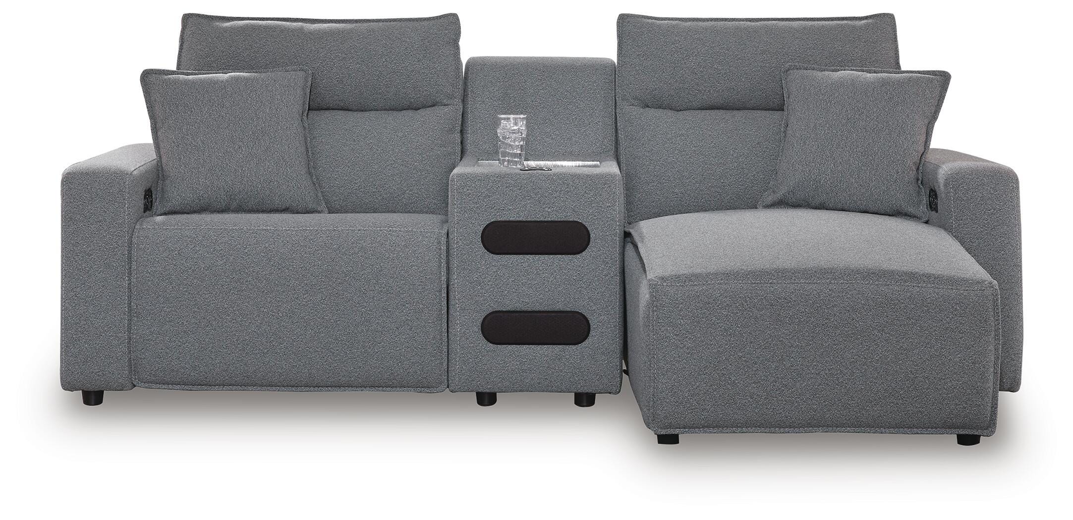 Modmax II 3-Piece Power Reclining Sectional with Chaise and Audio Console, Salt and Pepper, large