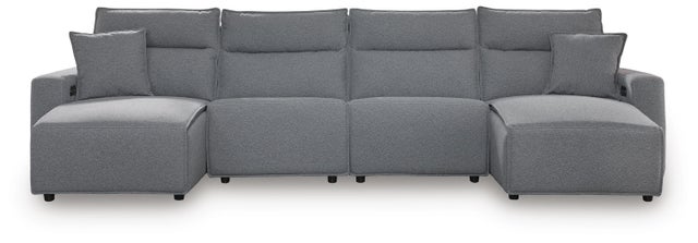 ModMax II 4-Piece Next-Gen Nuvella™ Performance Fabric Dual Power Reclining Modular Double Chaise Sectional with 2 Reclining Seats