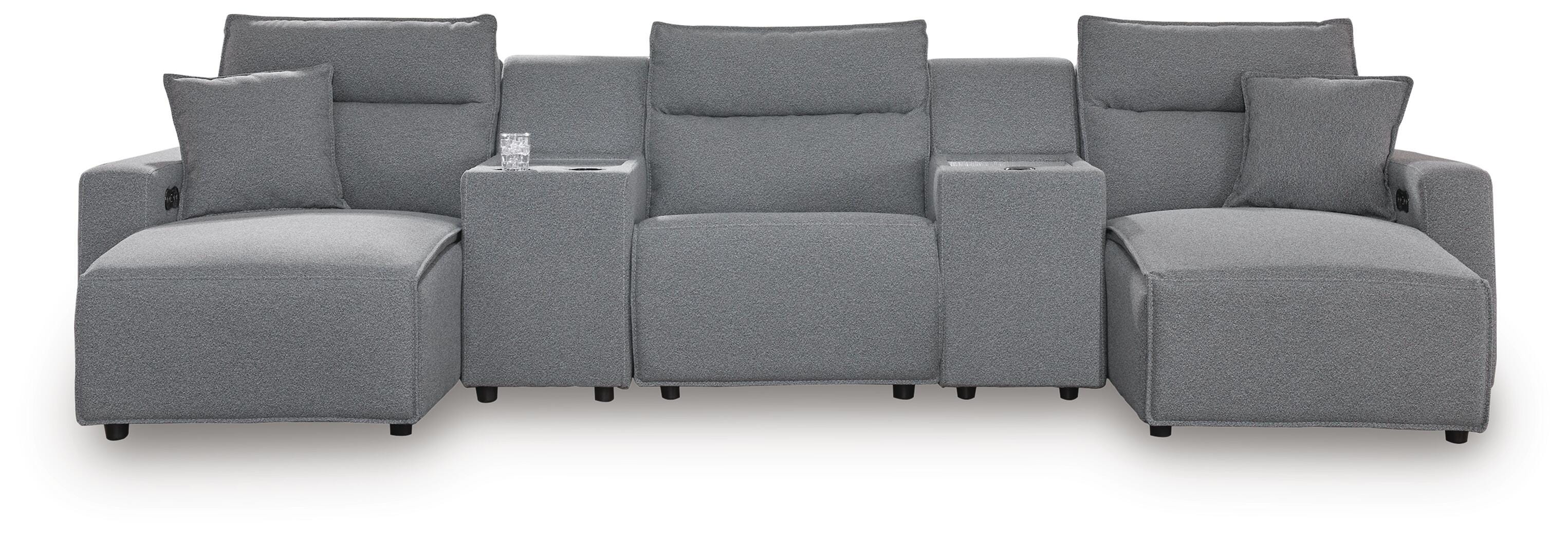 Modmax II 5-Piece Power Reclining Sectional with Chaise and Consoles, Salt and Pepper, large