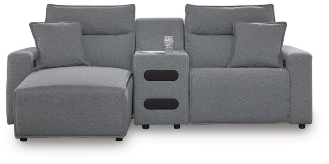 ModMax II 3-Piece Next-Gen Nuvella™ Performance Fabric Dual Power Reclining Modular Sectional with Chaise and Audio Console