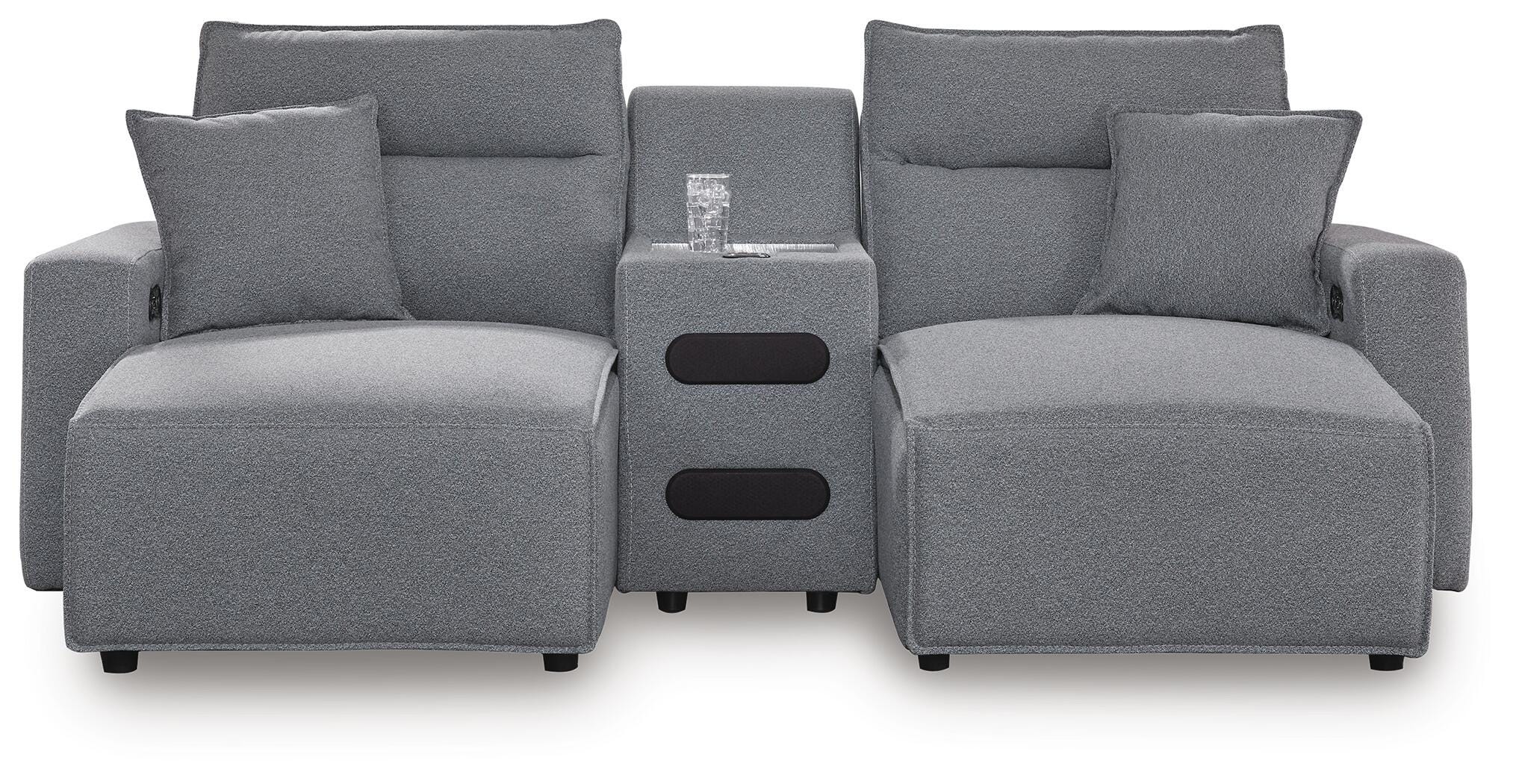 Modmax II 3-Piece Power Reclining Sectional with Chaise and Audio Console, Salt and Pepper, large