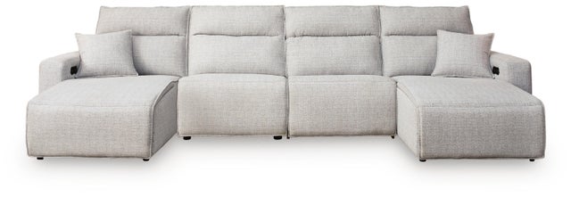 ModMax II 4-Piece Next-Gen Nuvella™ Performance Fabric Dual Power Reclining Modular Double Chaise Sectional with 2 Reclining Seats