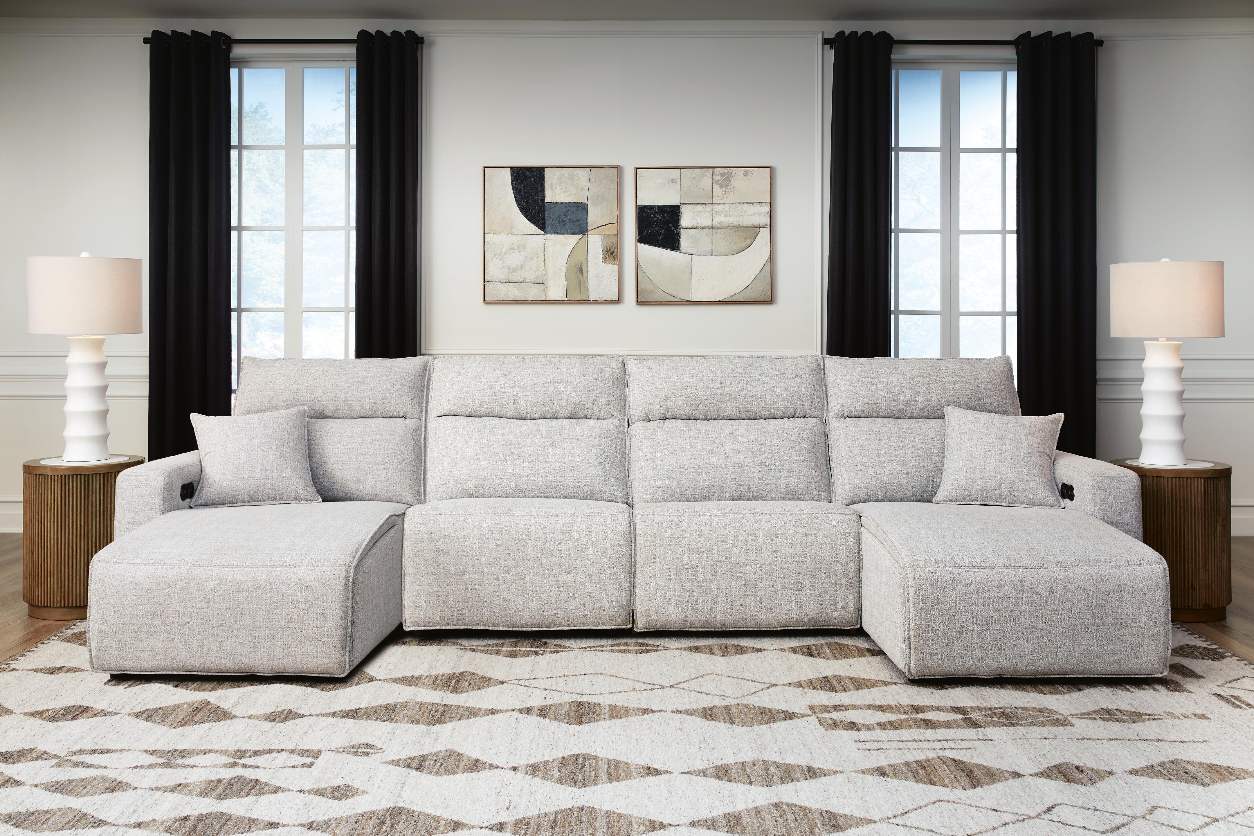Modmax II 4-Piece Reclining Sectional with Double Chaise, Stone, rollover