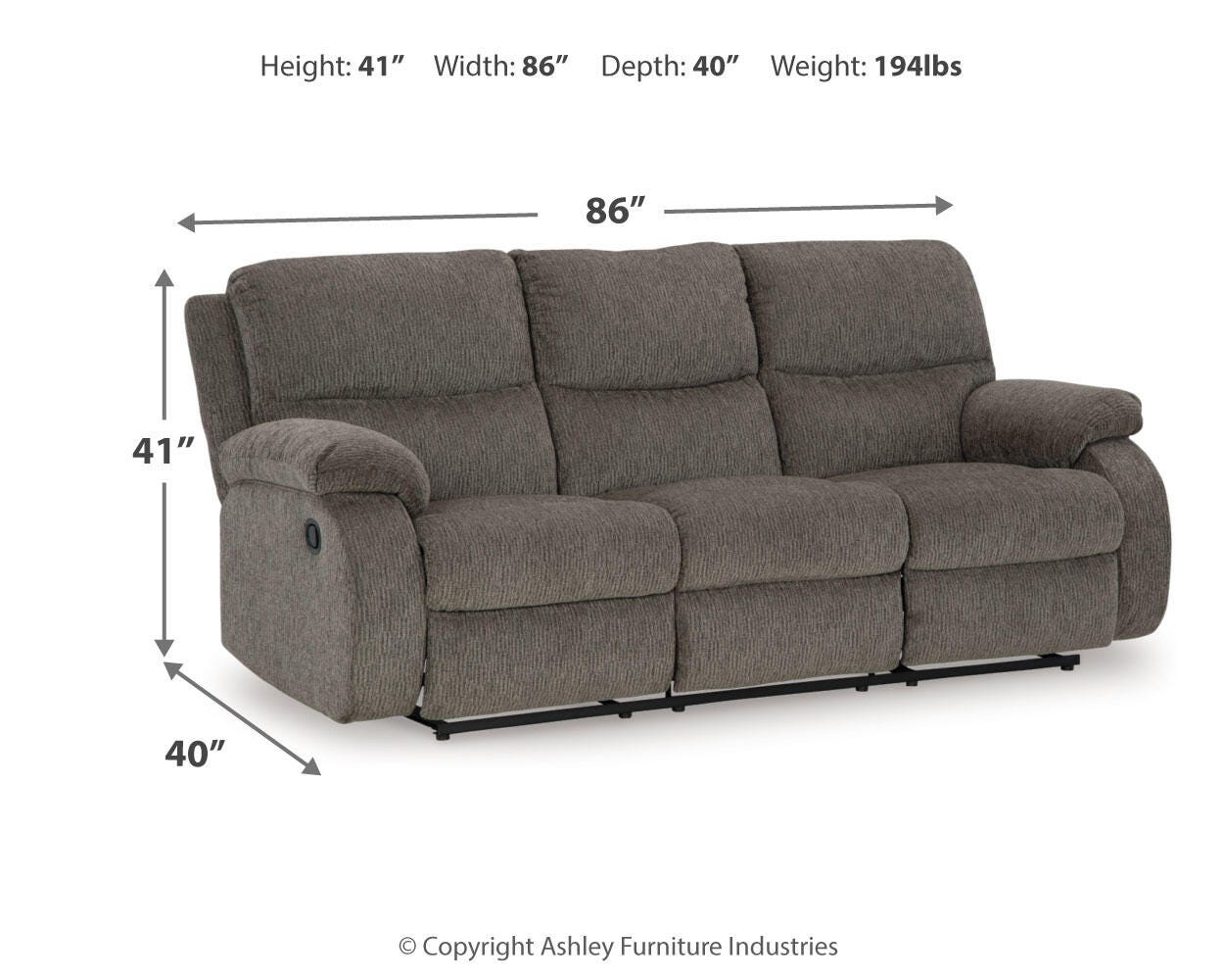 Scranto Reclining Sofa, Brindle, large