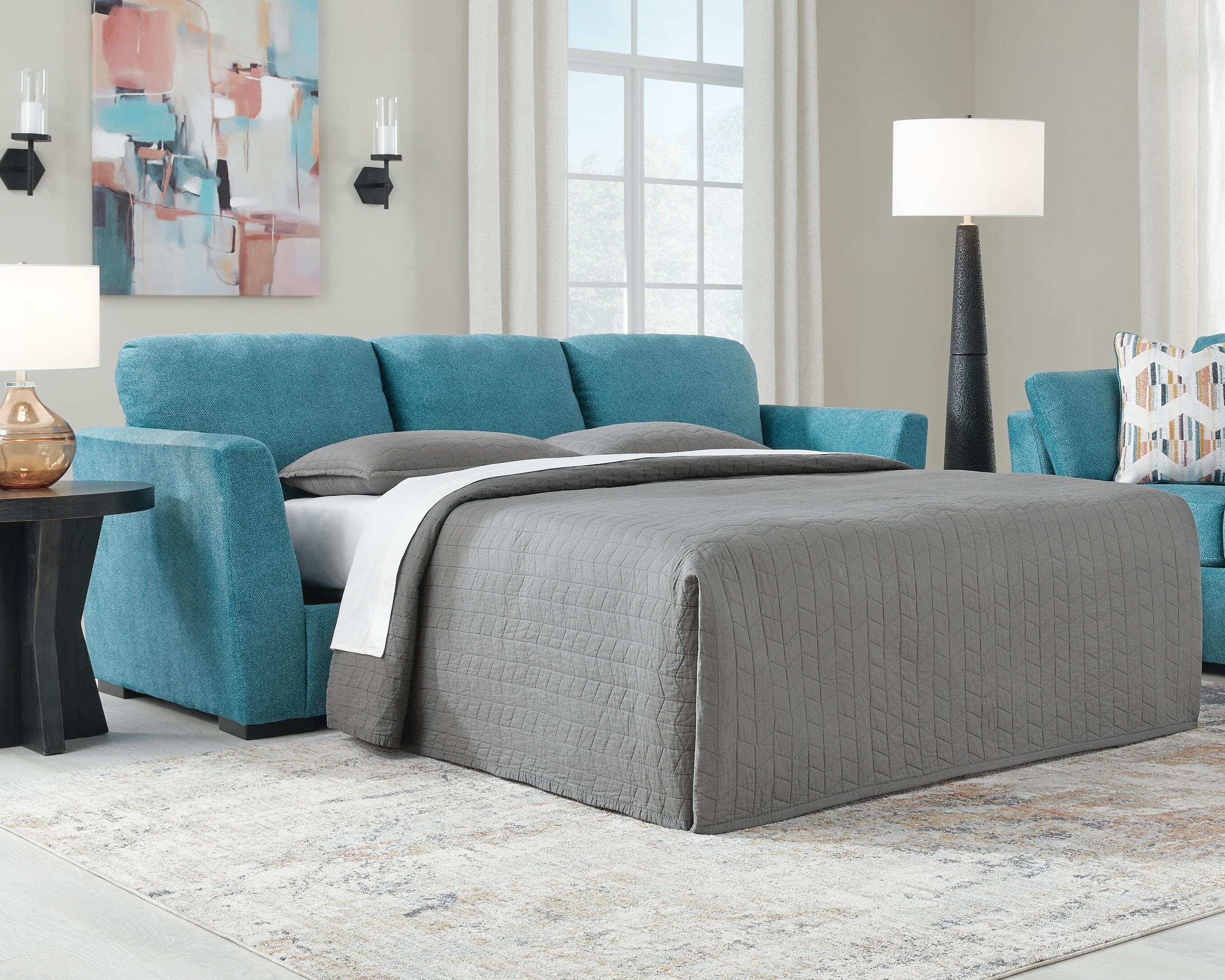 Keerwick Queen Sofa Sleeper, Teal, rollover