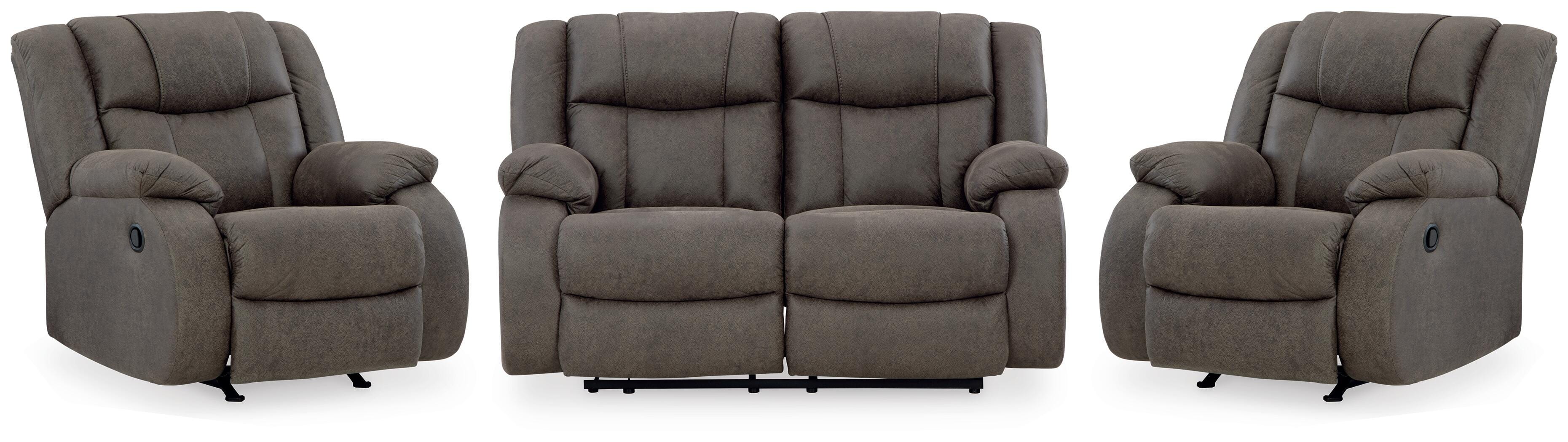 First Base Reclining Loveseat and 2 Recliners - image 1