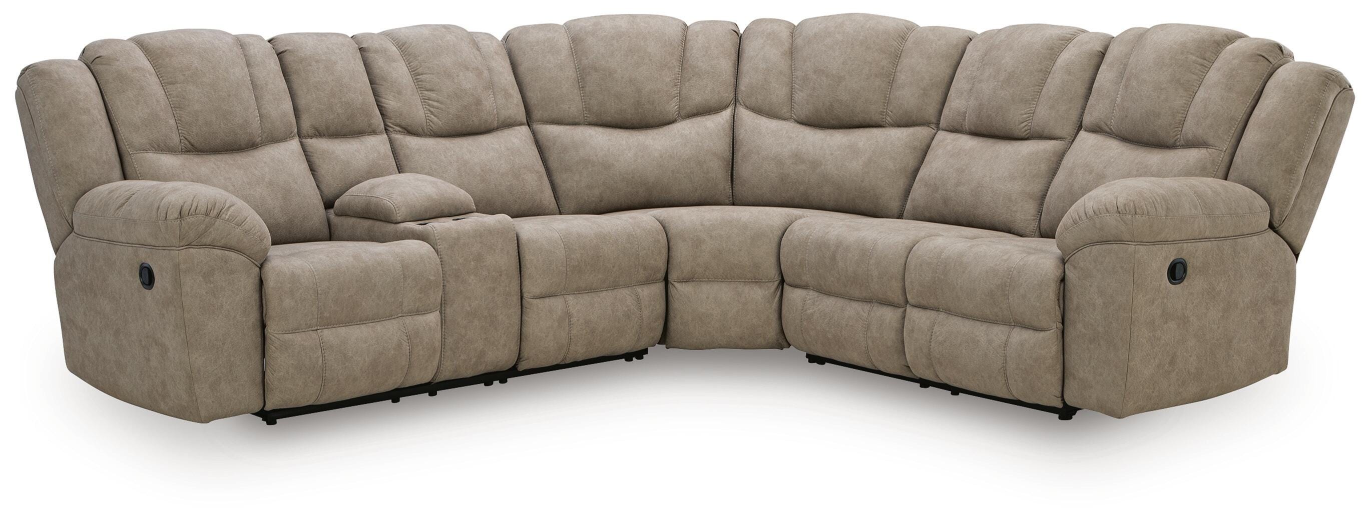Ravenswaye 3-Piece Reclining Sectional with Console, Birch, large