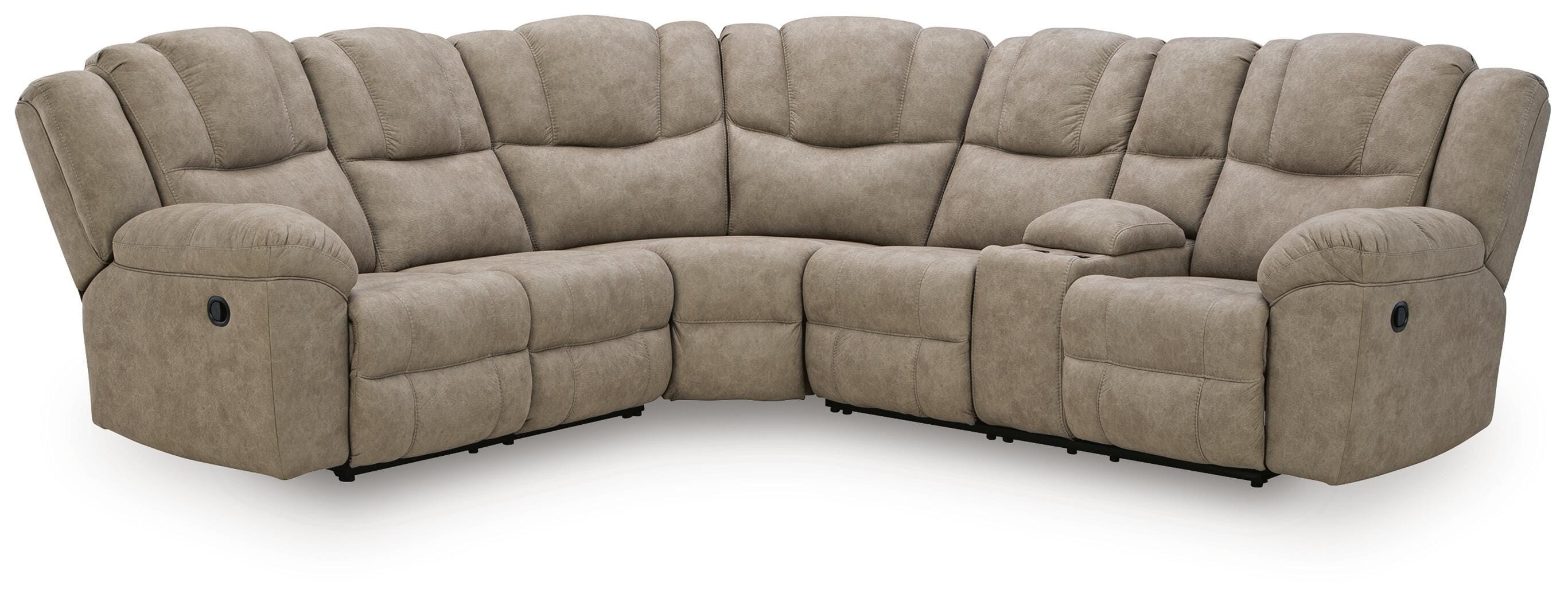 Ravenswaye 3-Piece Reclining Sectional with Console, Birch, large
