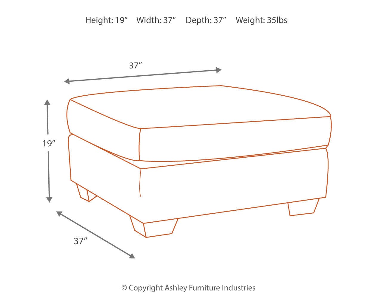 Accrington Oversized Ottoman, Earth, large