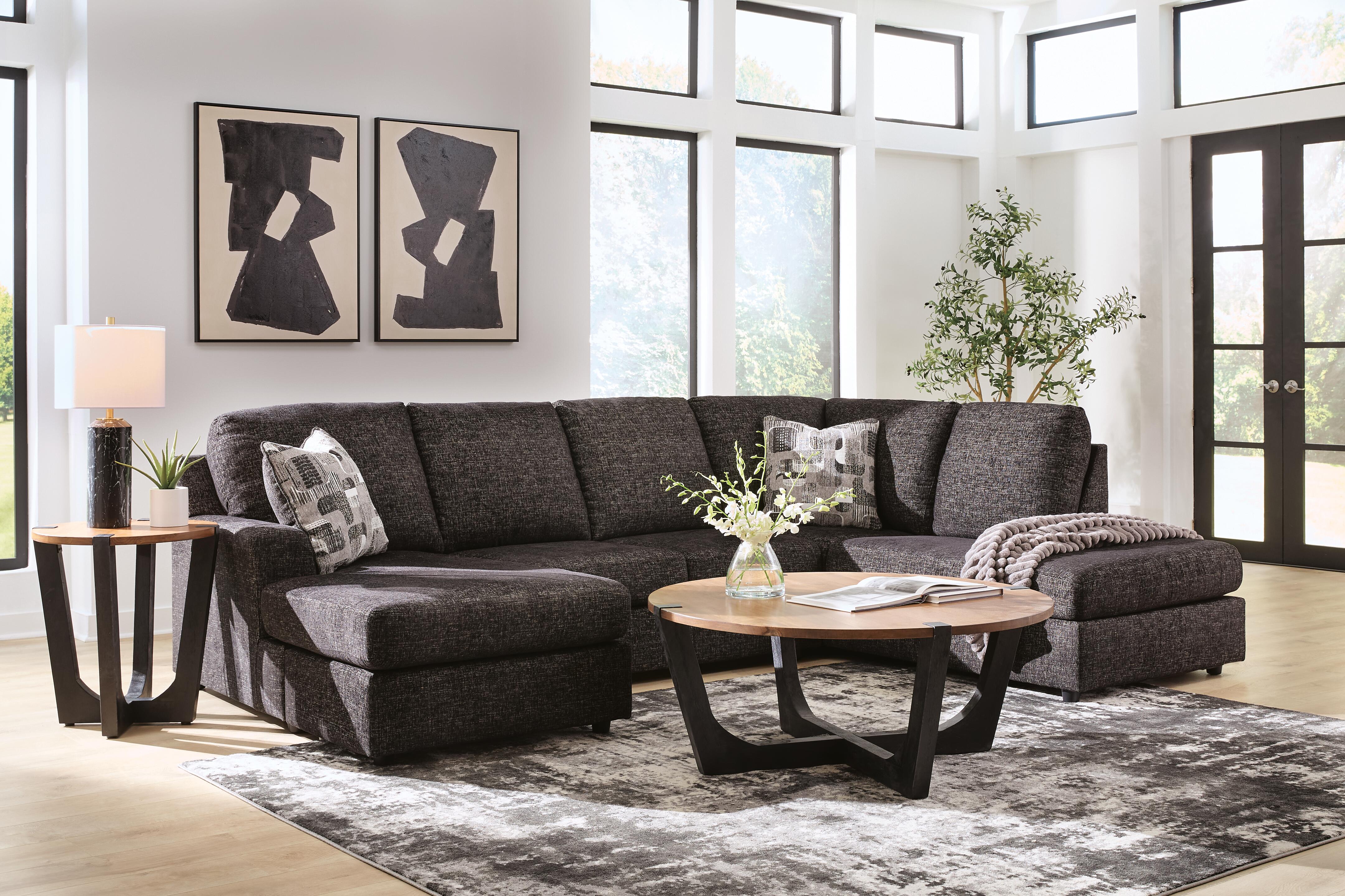 Coralene 2-Piece Sectional with Chaise, Onyx, large