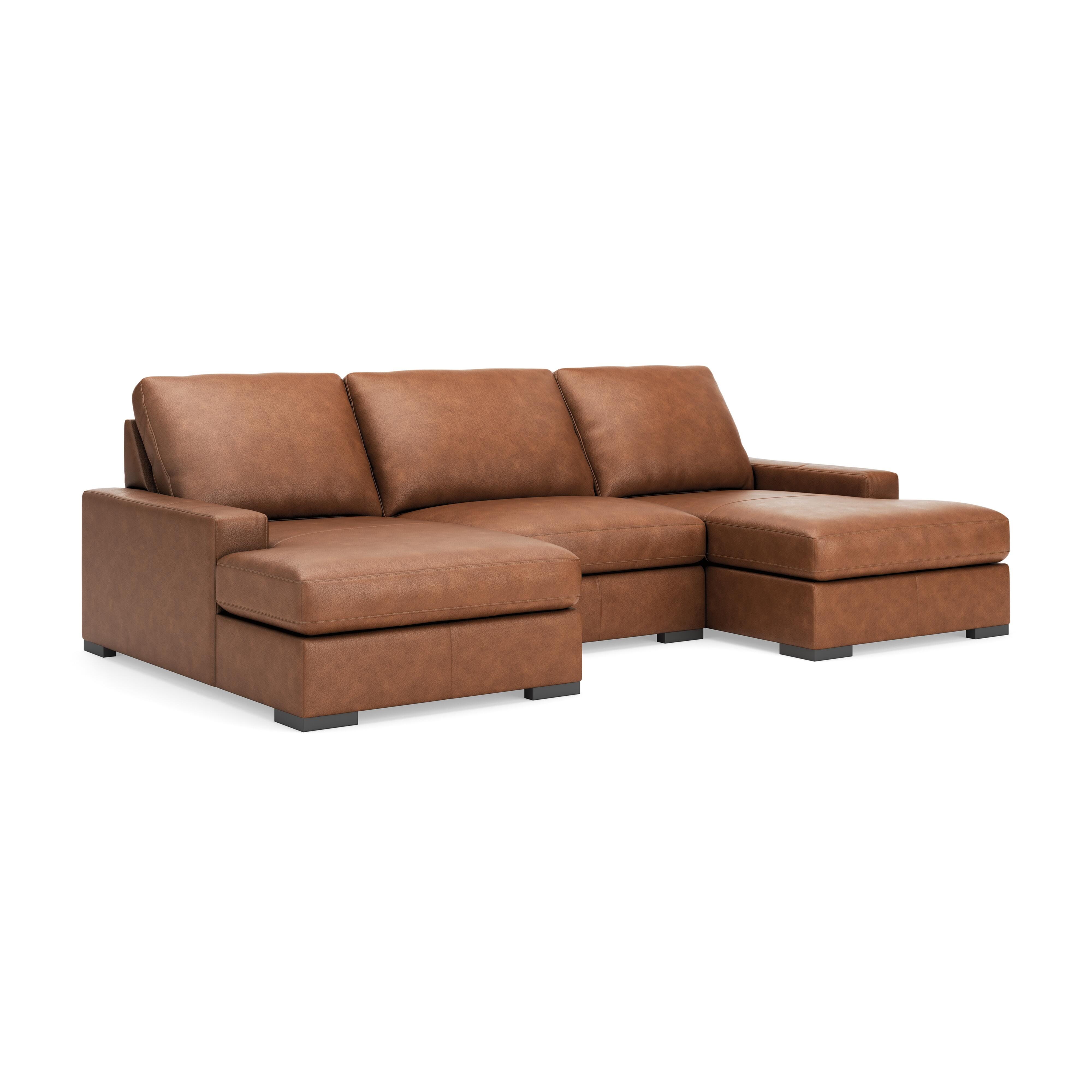 Calden 3-Piece Sectional with Double Chaise, Caramel, large