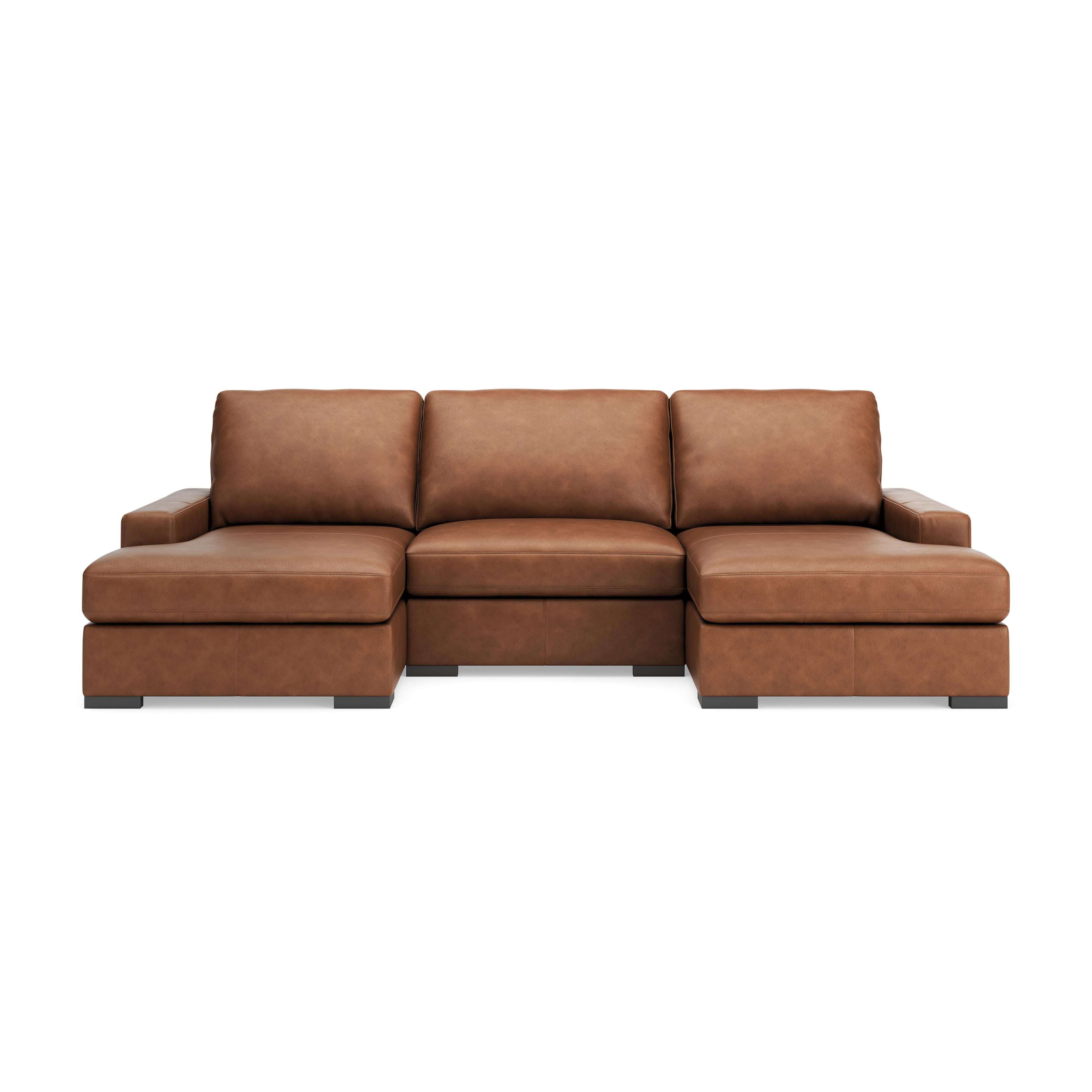 Calden 3-Piece Sectional with Double Chaise, Caramel, large