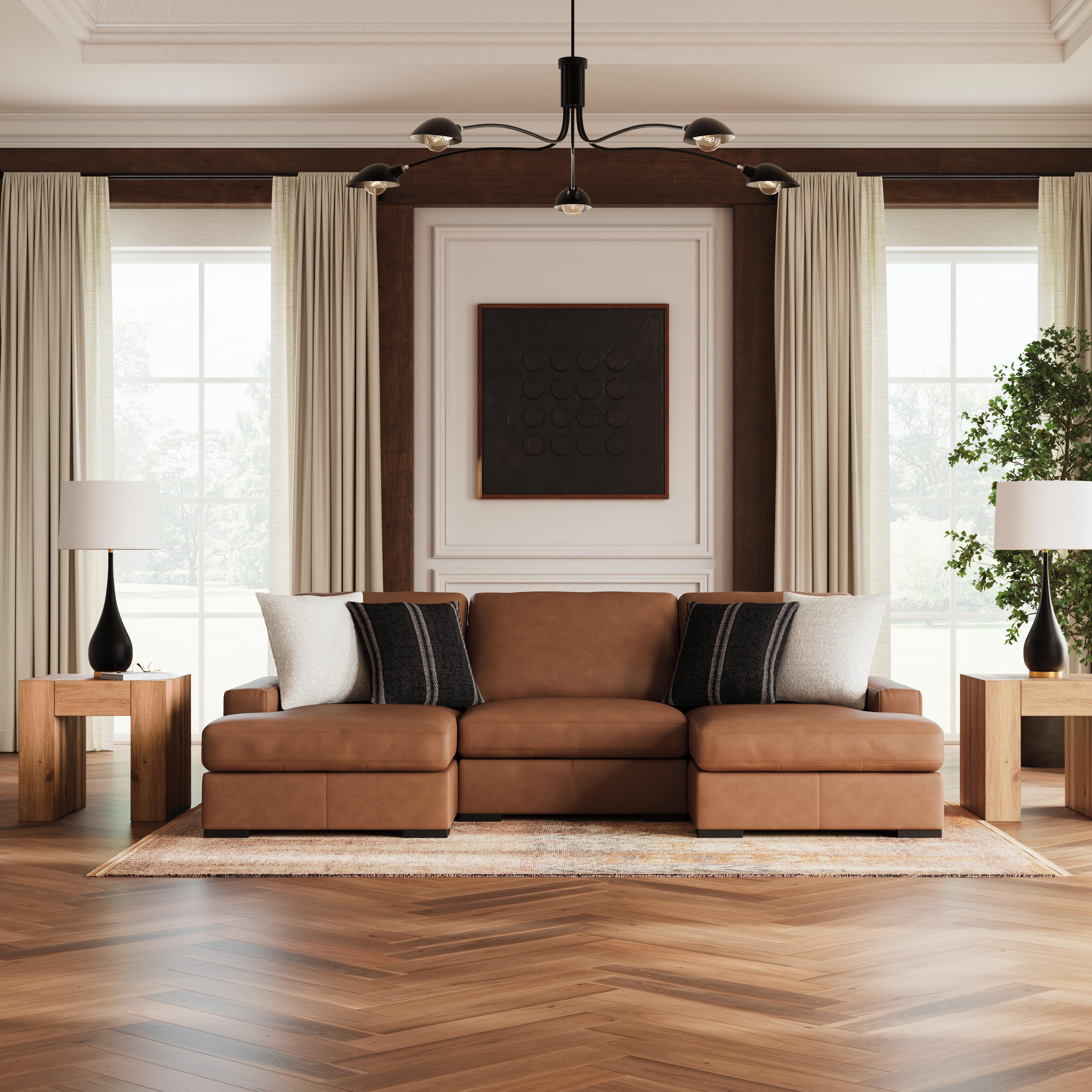 Calden 3-Piece Sectional with Double Chaise, Caramel, large