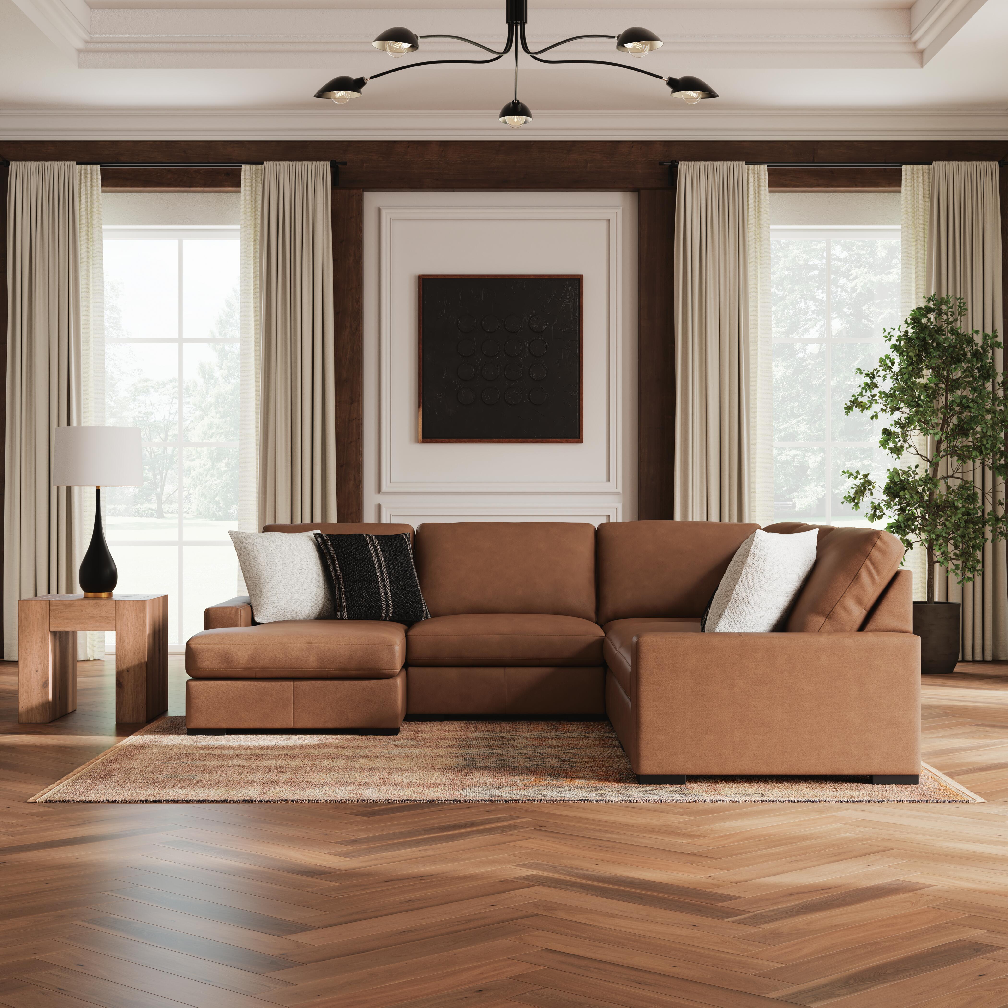Calden 5-Piece Sectional with Chaise, Caramel, rollover