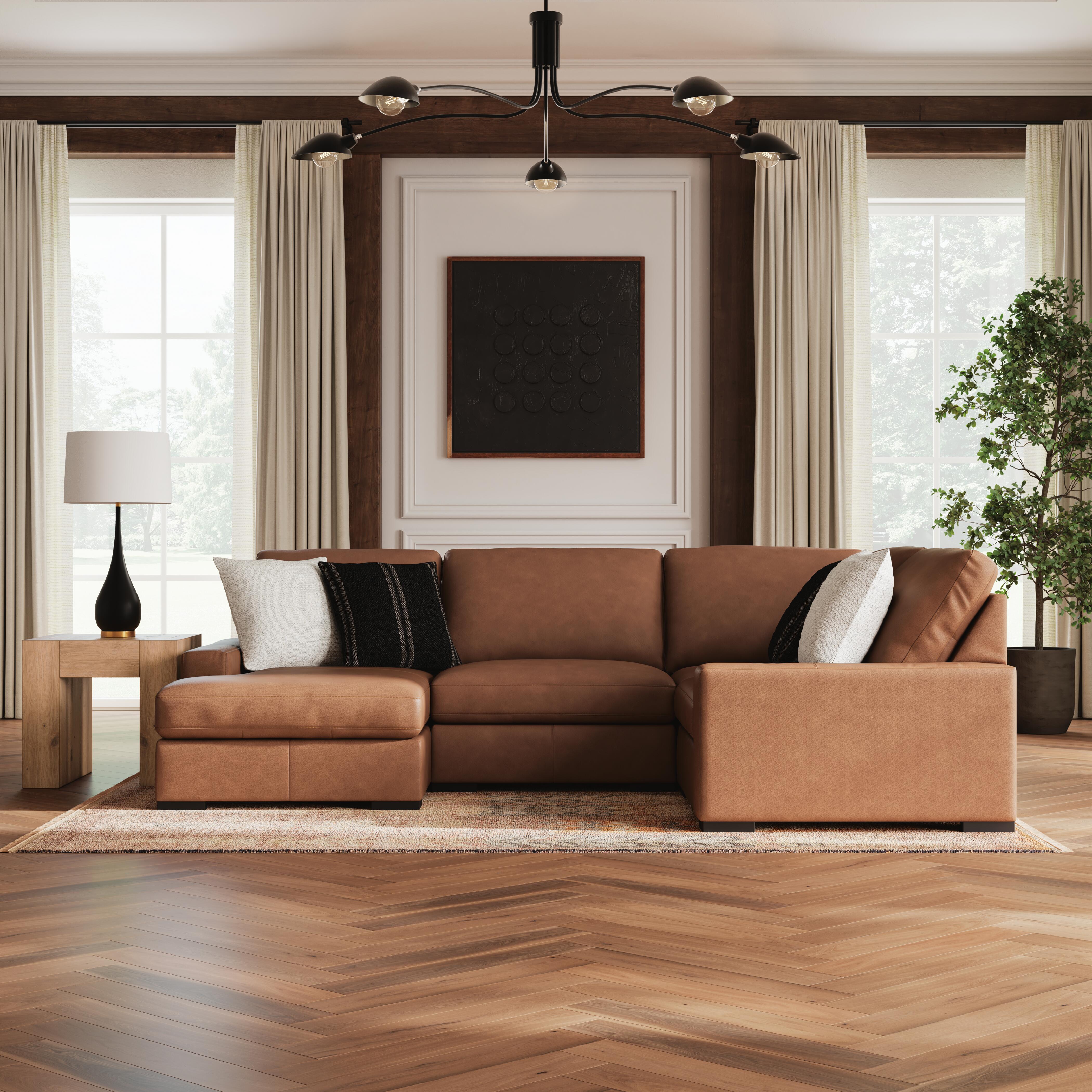 Calden 4-Piece Sectional with Chaise, Caramel, rollover