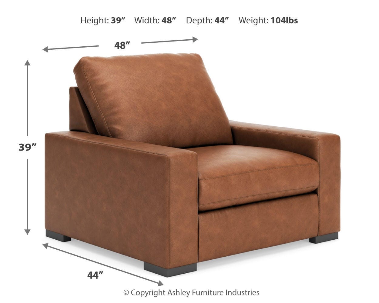 Calden Oversized Chair, Caramel, large