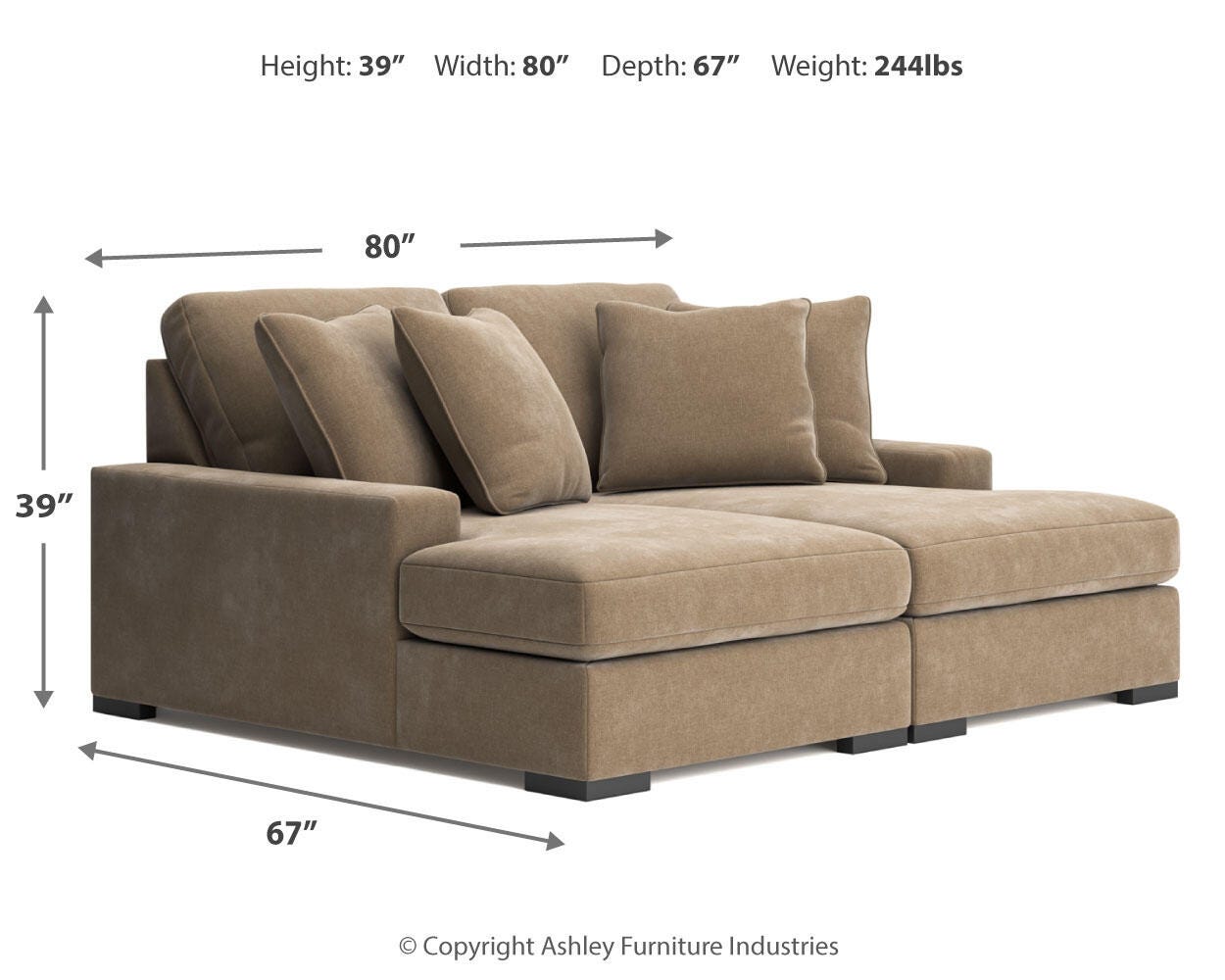 Calden Super Chaise, Sable, large