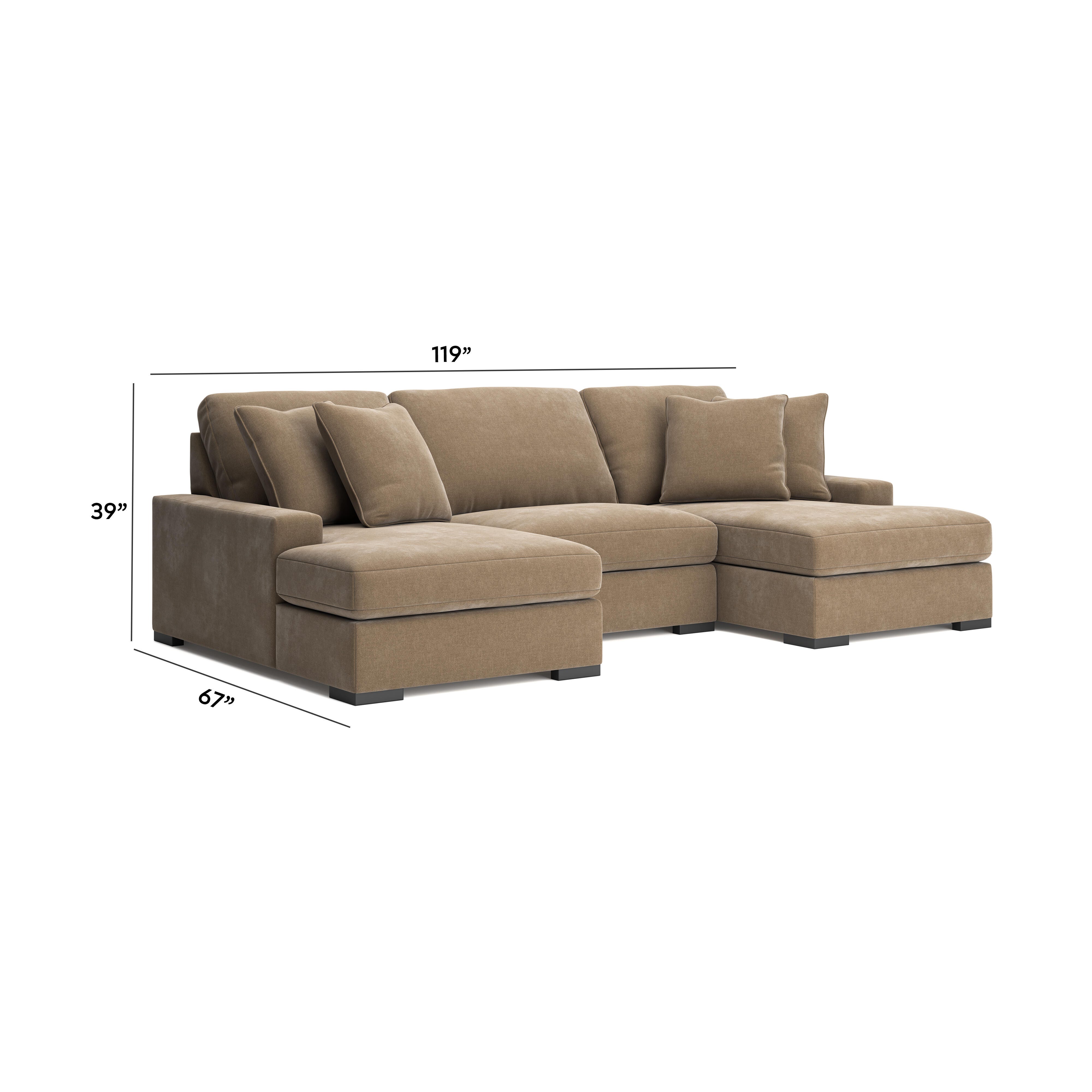 Calden 3-Piece Sectional with Double Chaise, Sable, large