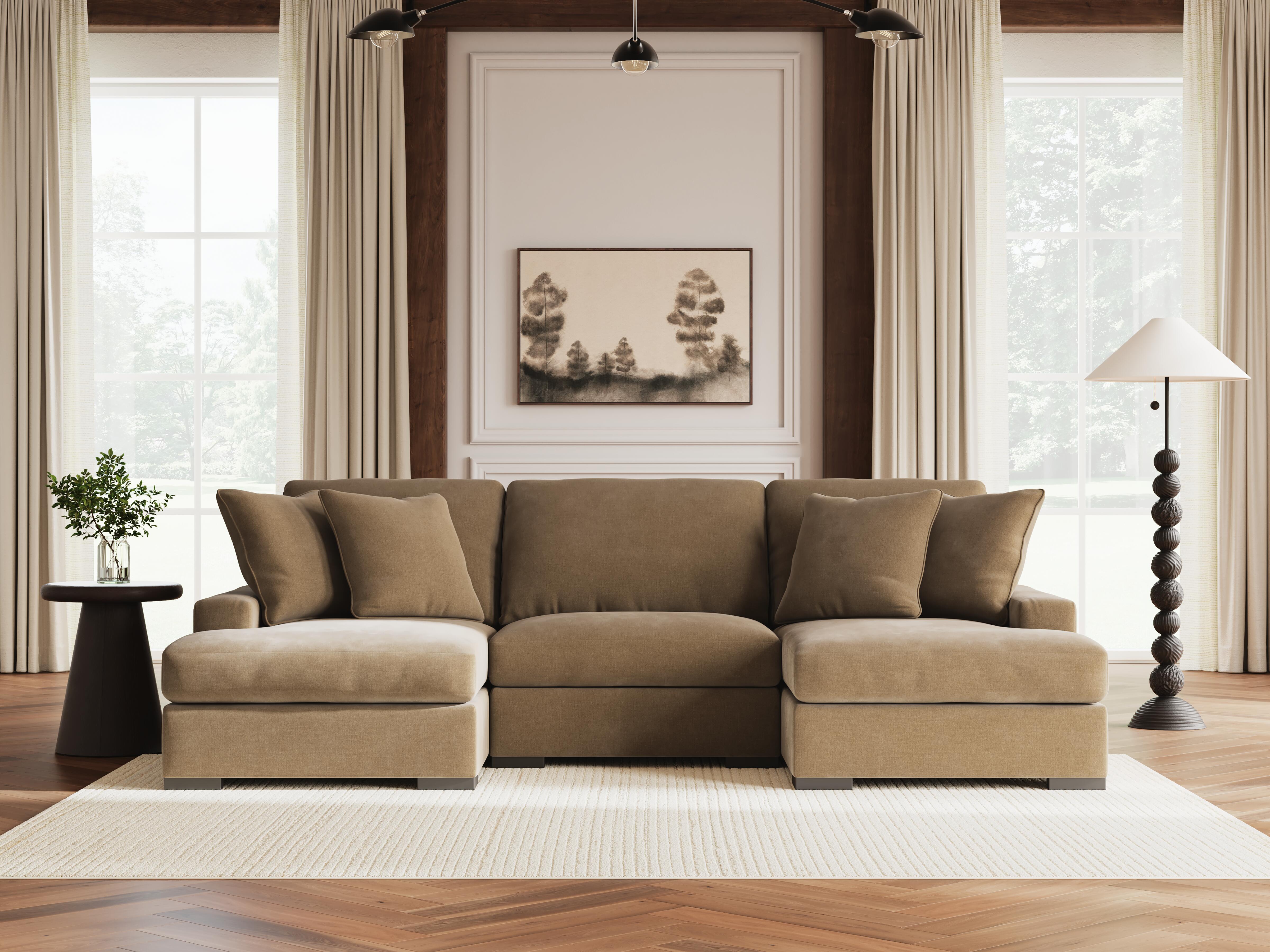 Calden 3-Piece Sectional with Double Chaise, Sable, rollover