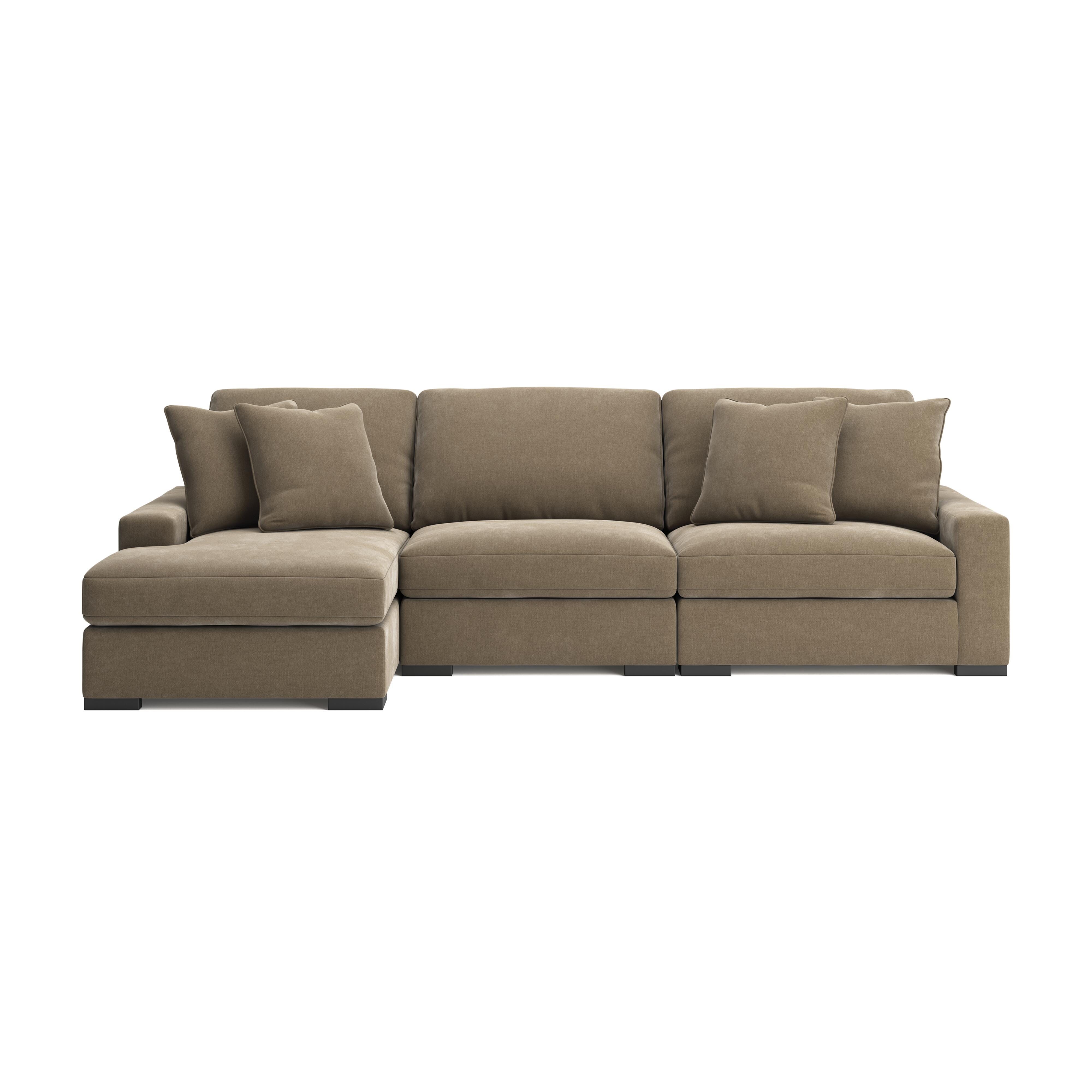 Ashley Luxe Calden Velvet 3-Piece Modular Sectional with Chaise, Sable