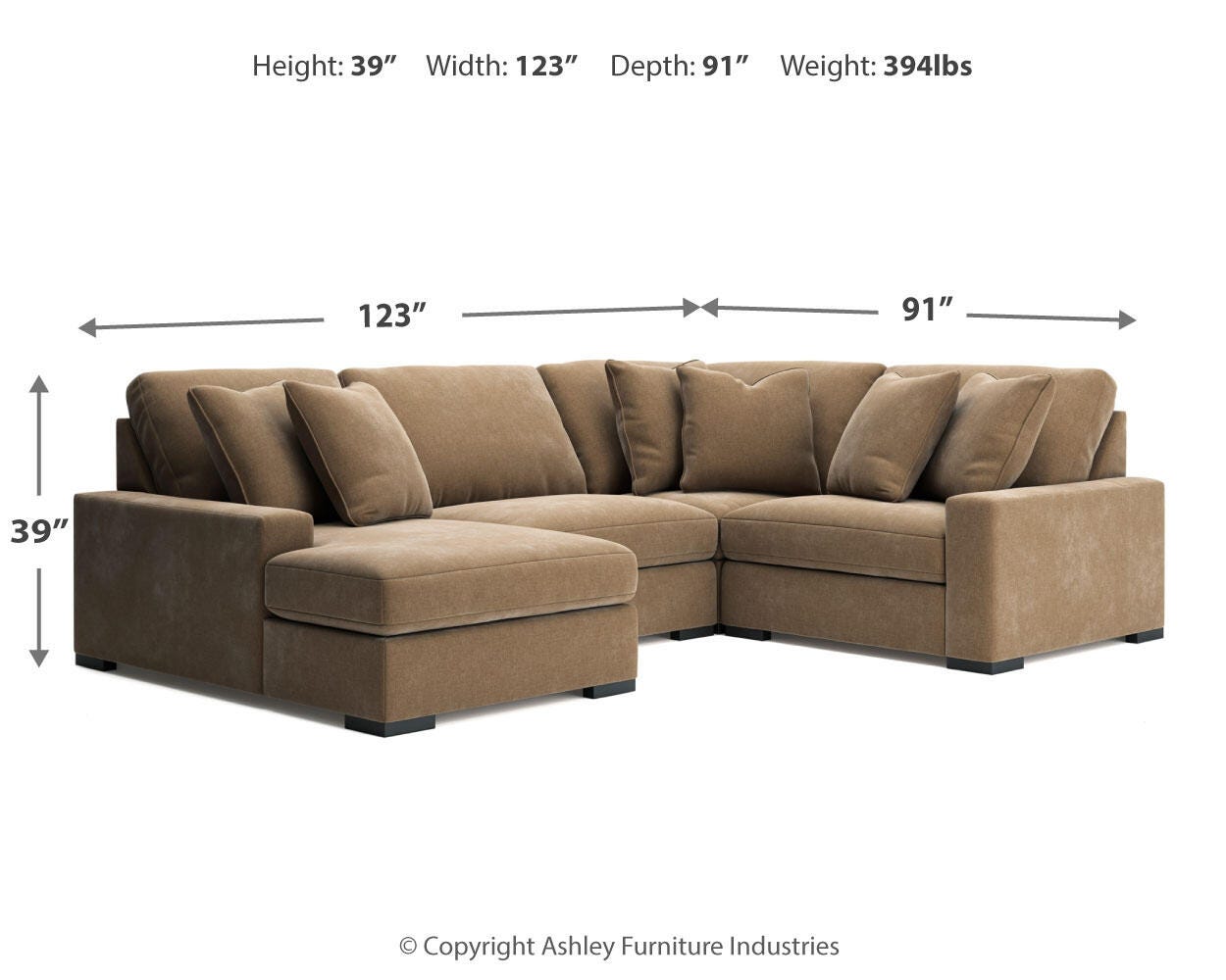 Calden 4-Piece Sectional with Chaise, Sable, large