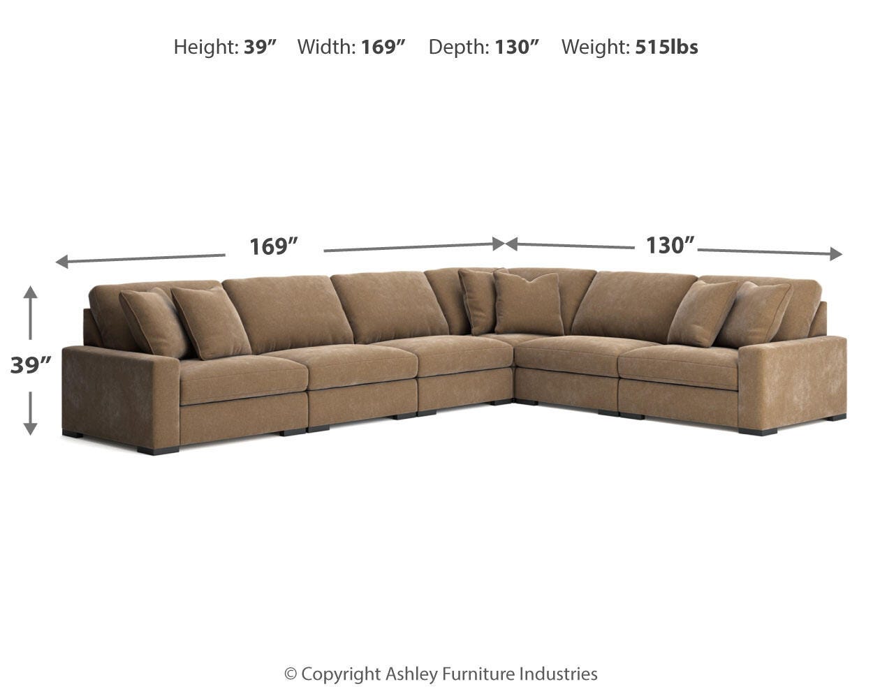 Calden 6-Piece Sectional, Sable, large