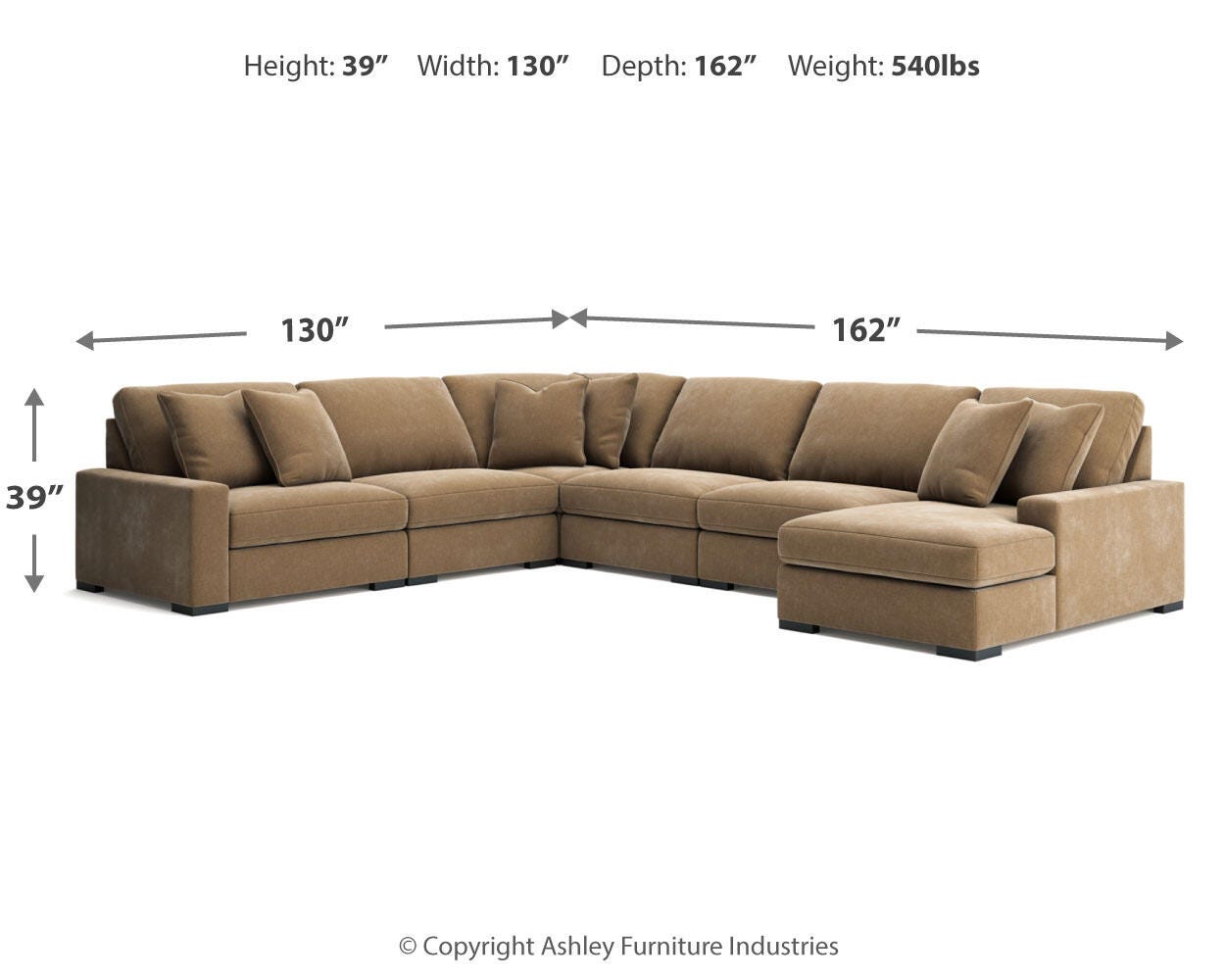 Calden 6-Piece Sectional with Chaise, Sable, large