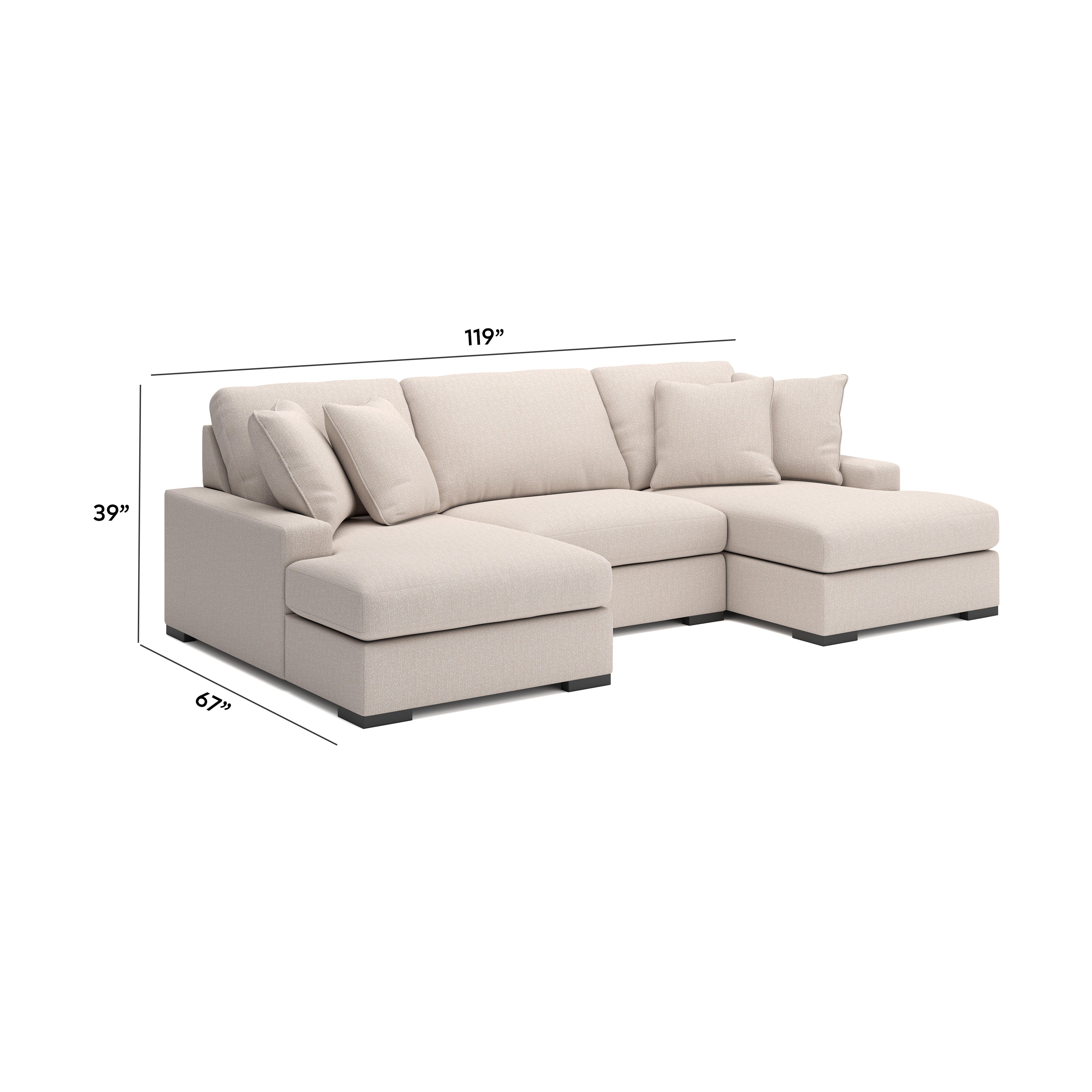 Calden 3-Piece Sectional with Double Chaise, Oyster, large