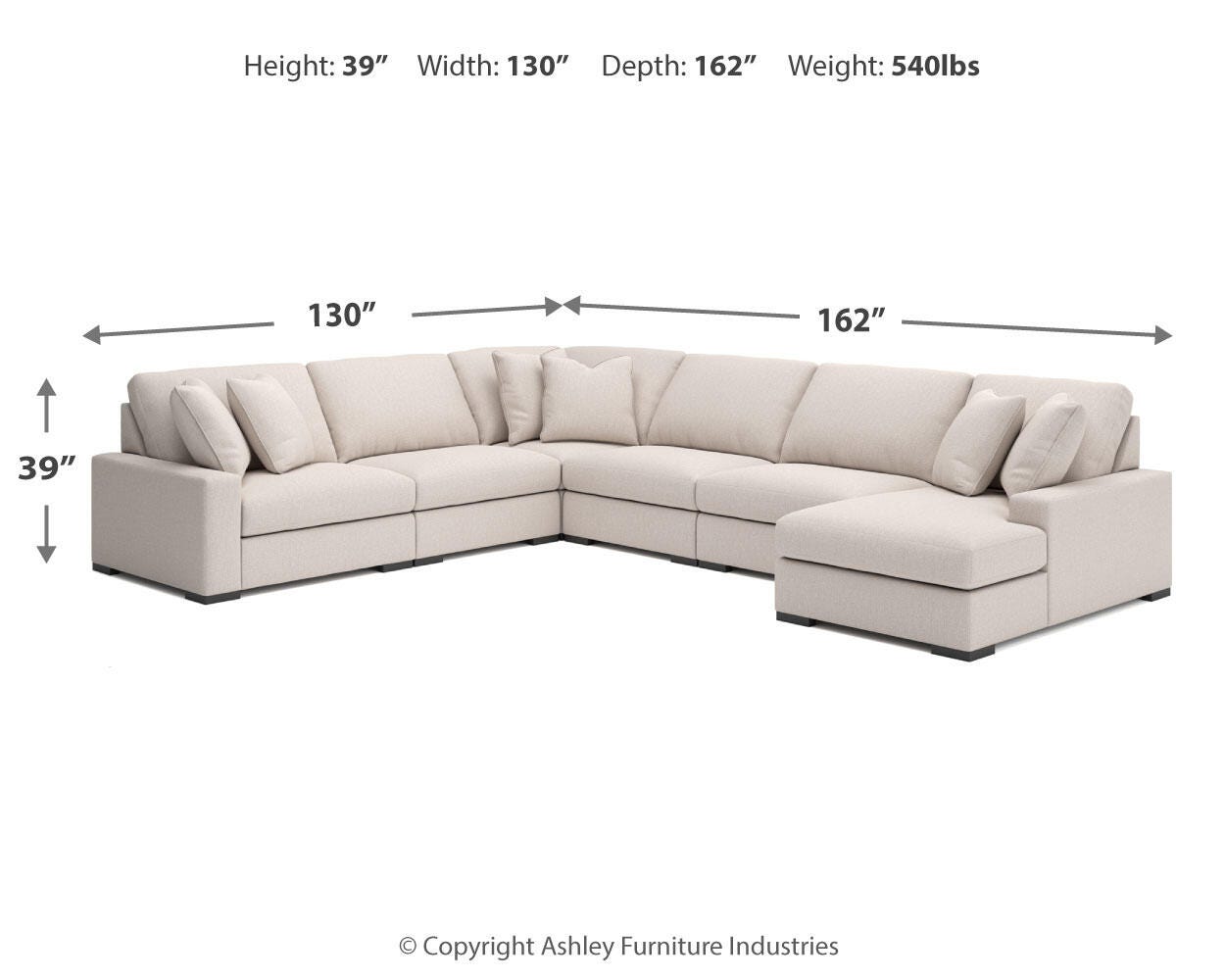 Calden 6-Piece Sectional with Chaise, Oyster, large