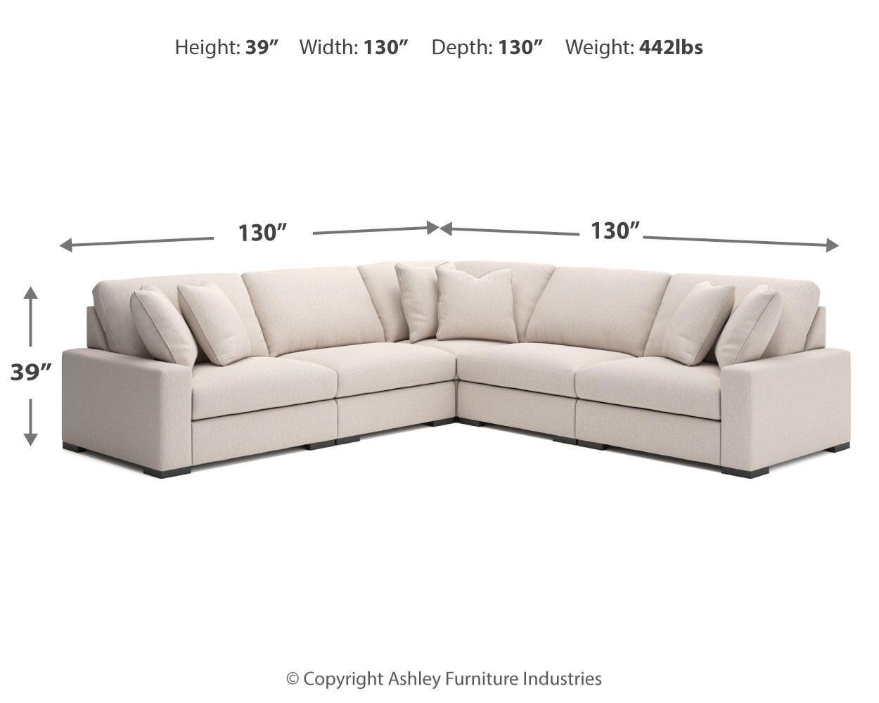 Calden 5-Piece Sectional, Oyster, large