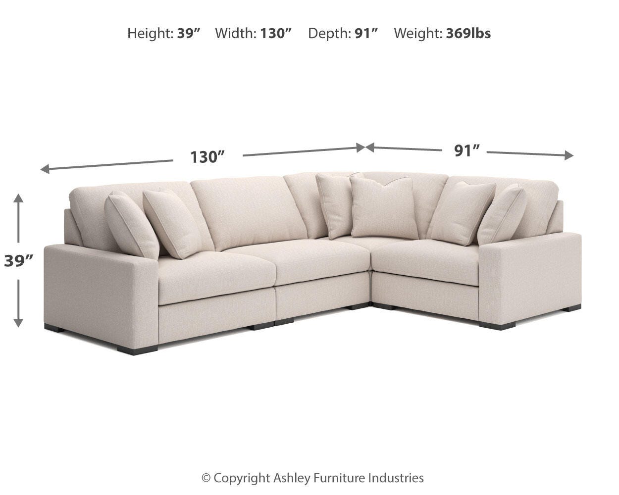 Calden 4-Piece Sectional, Oyster, large