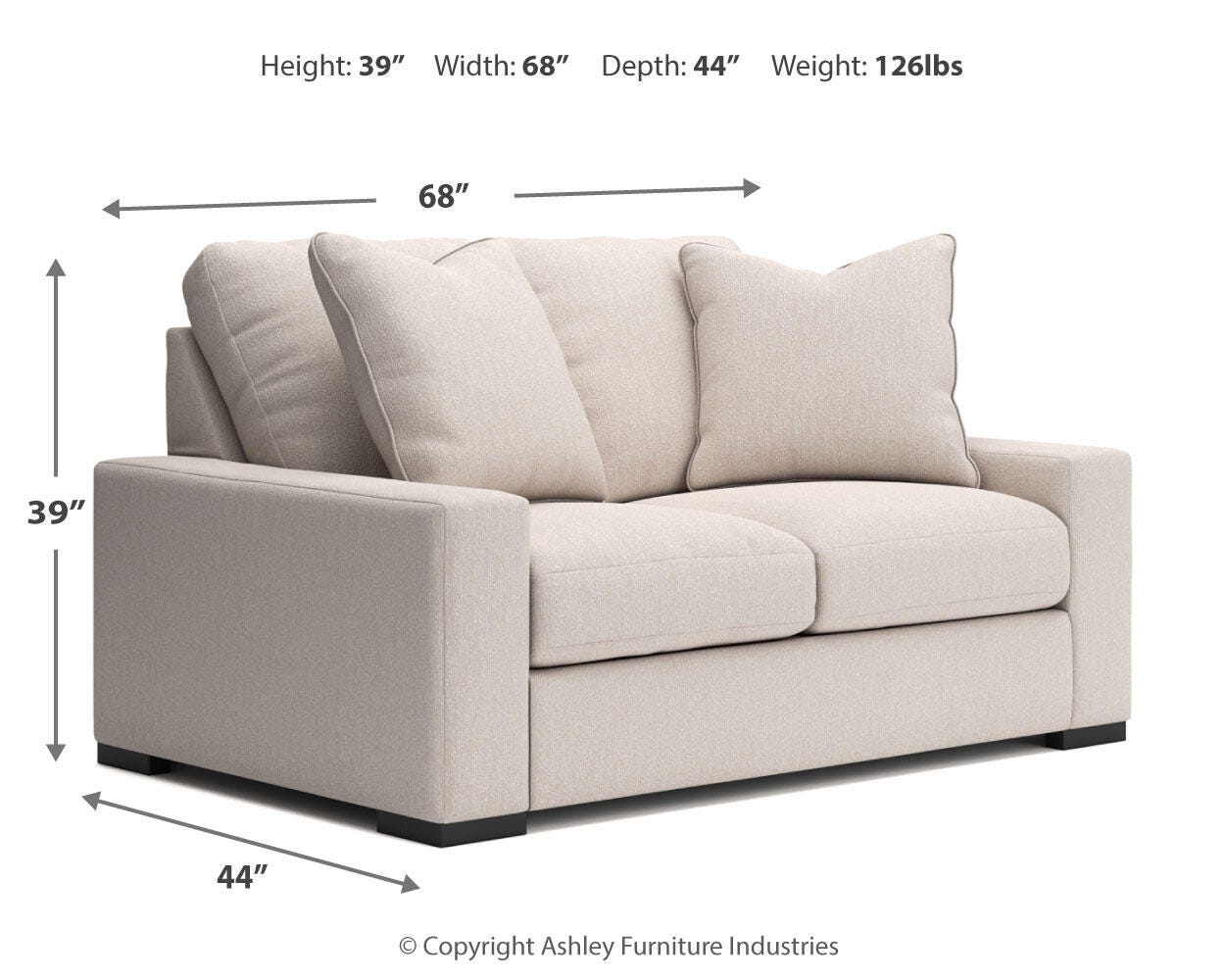 Calden Loveseat, Oyster, large