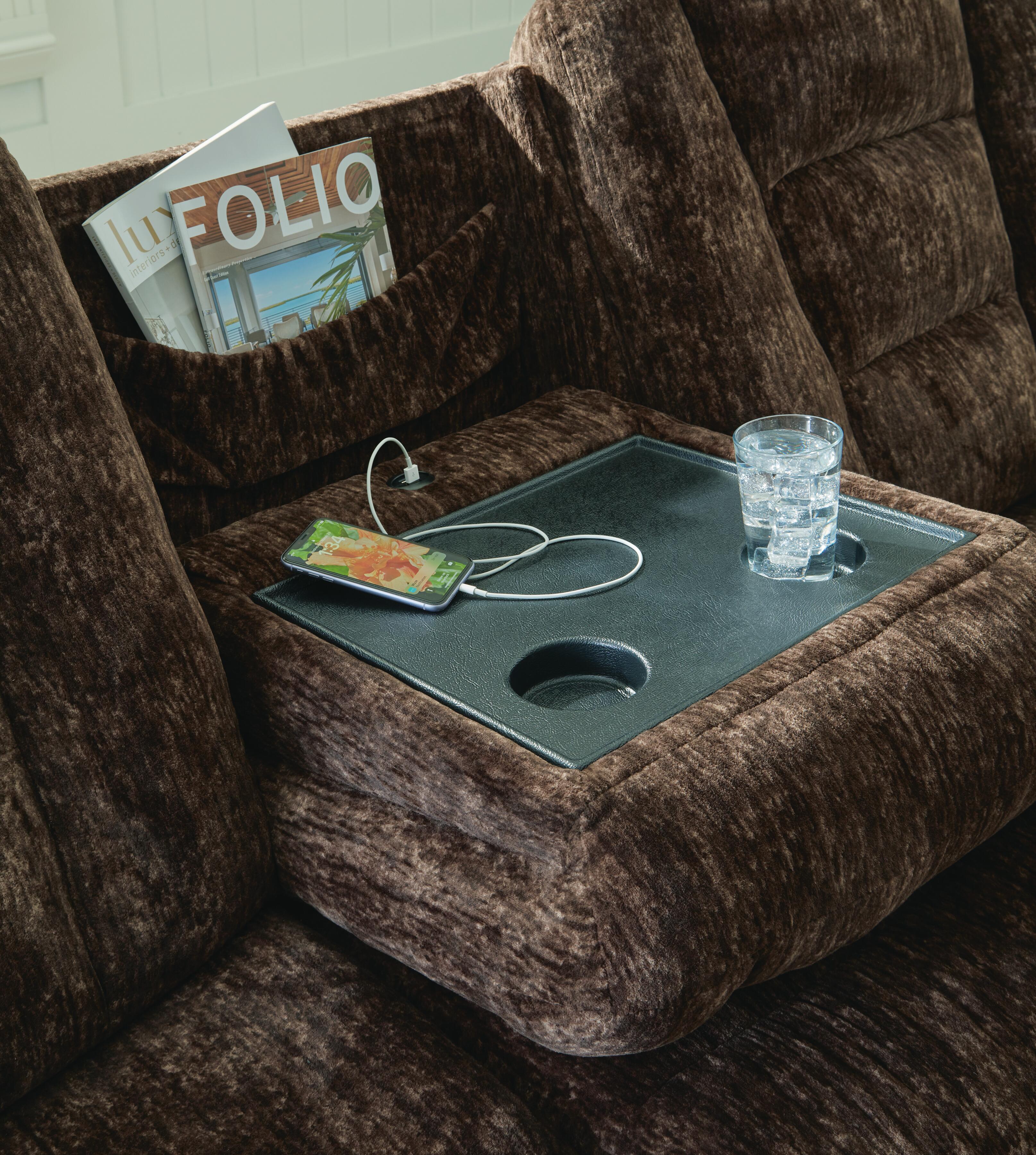 Soundwave Reclining Sofa with Drop Down Table - image 9