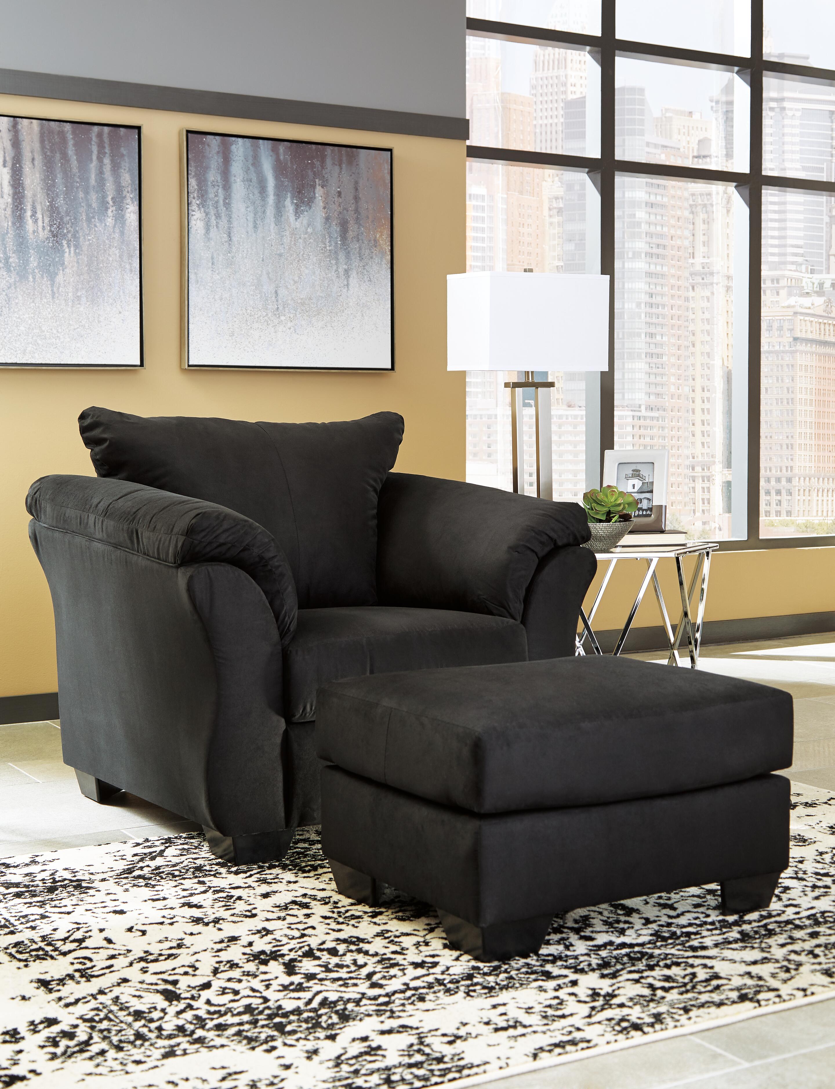 Darcy Chair and Ottoman, Black, large