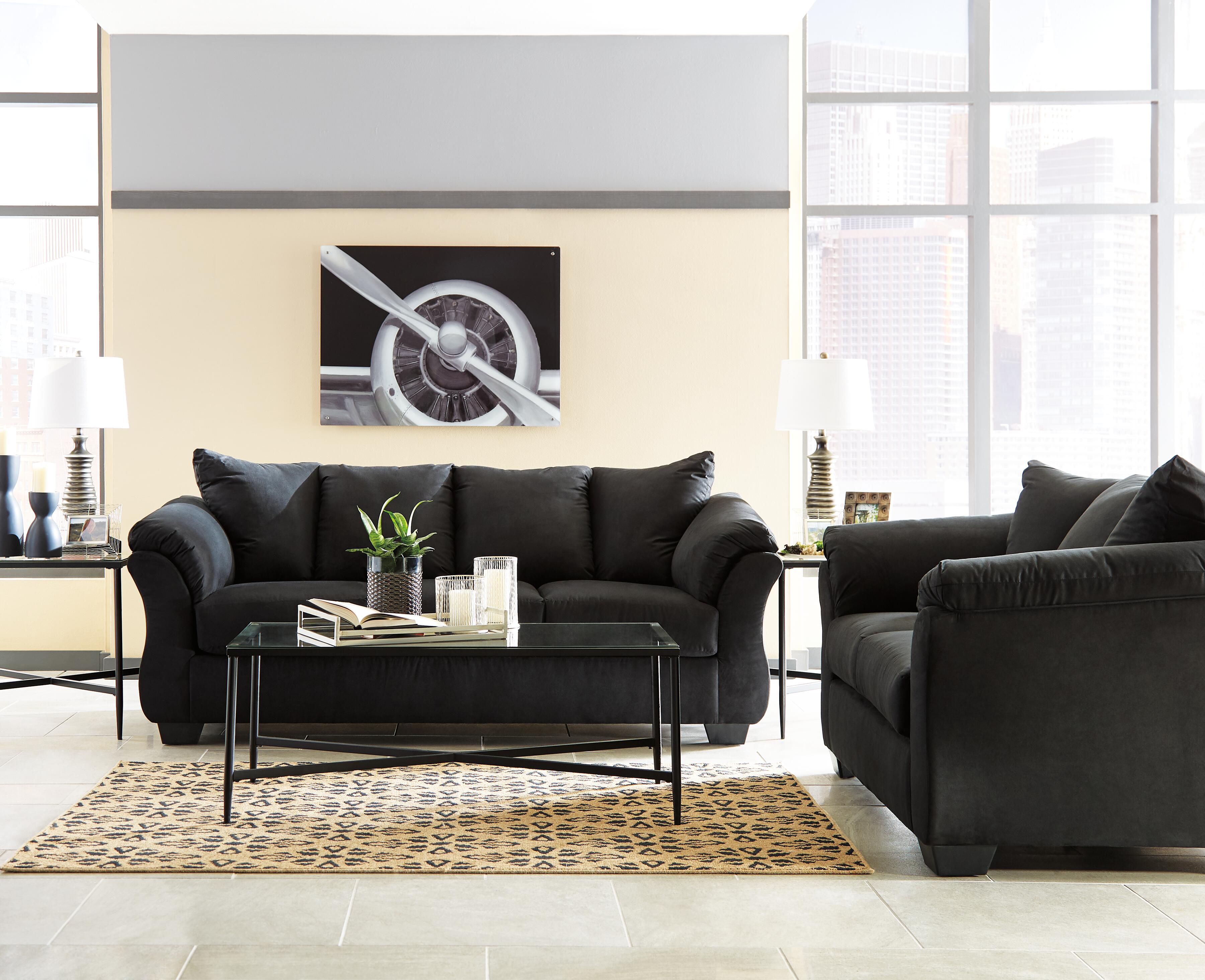 Darcy Sofa and Loveseat, Black, large