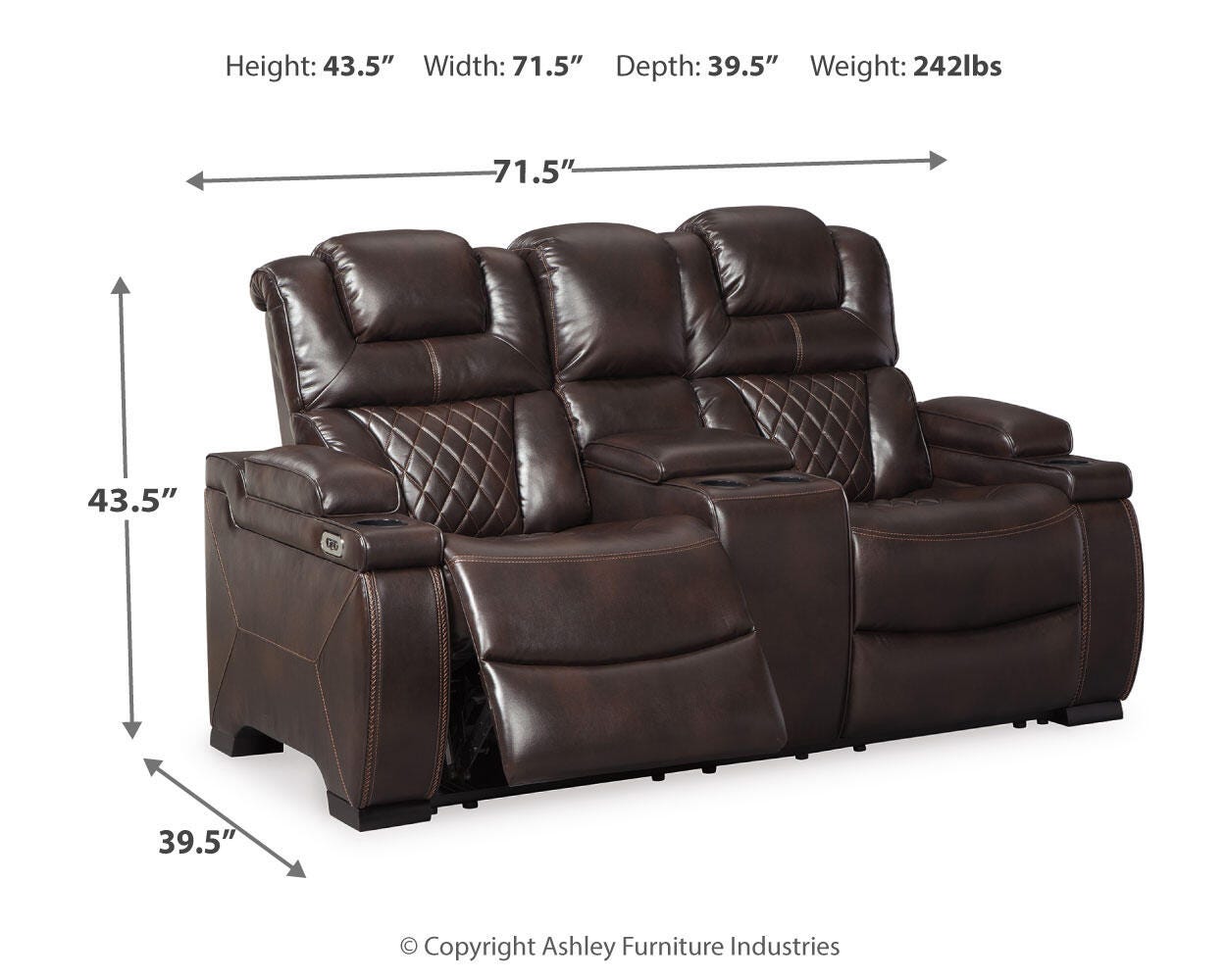 Warnerton Power Reclining Loveseat with Console - image 4