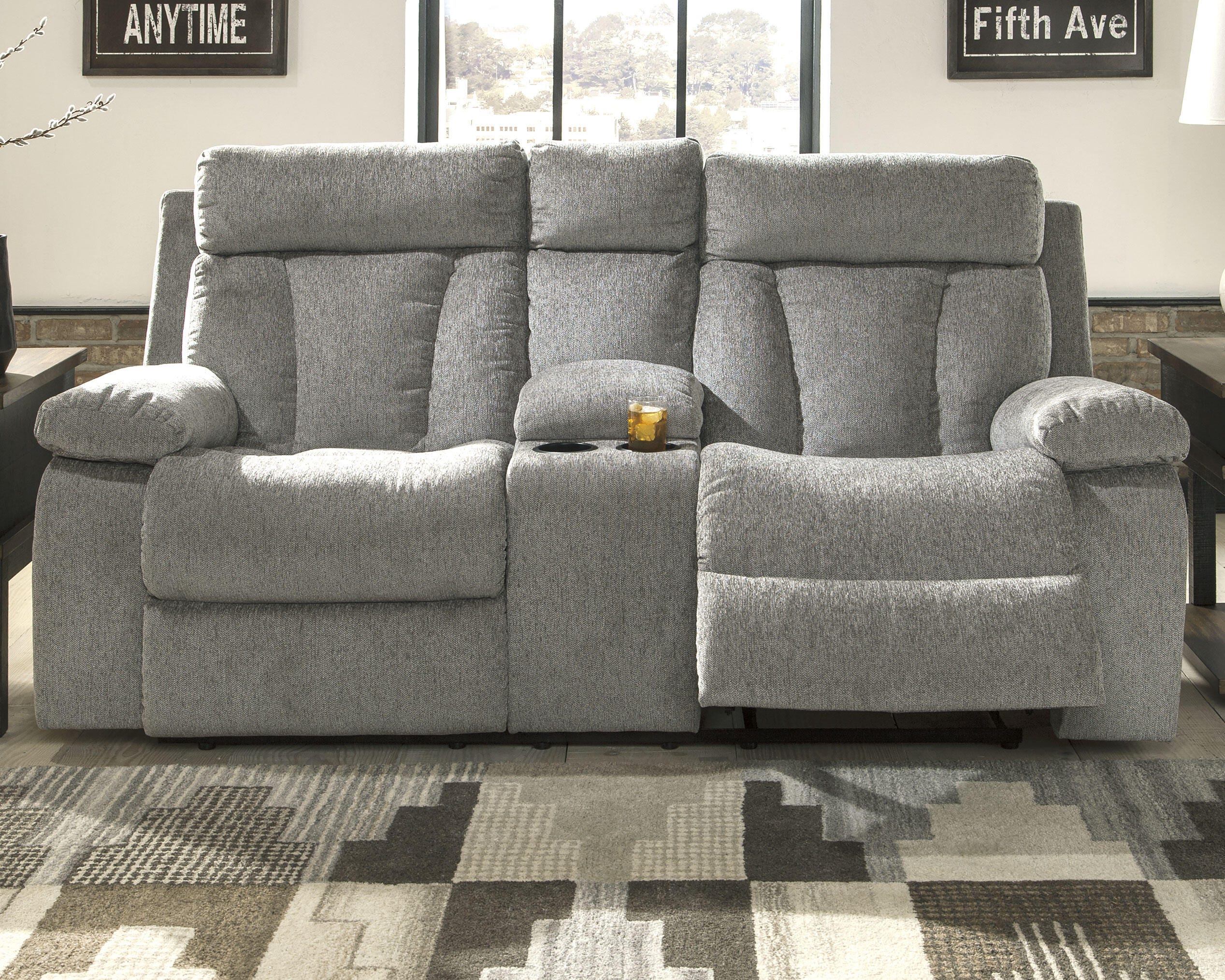 Mitchiner Reclining Loveseat with Console, , large