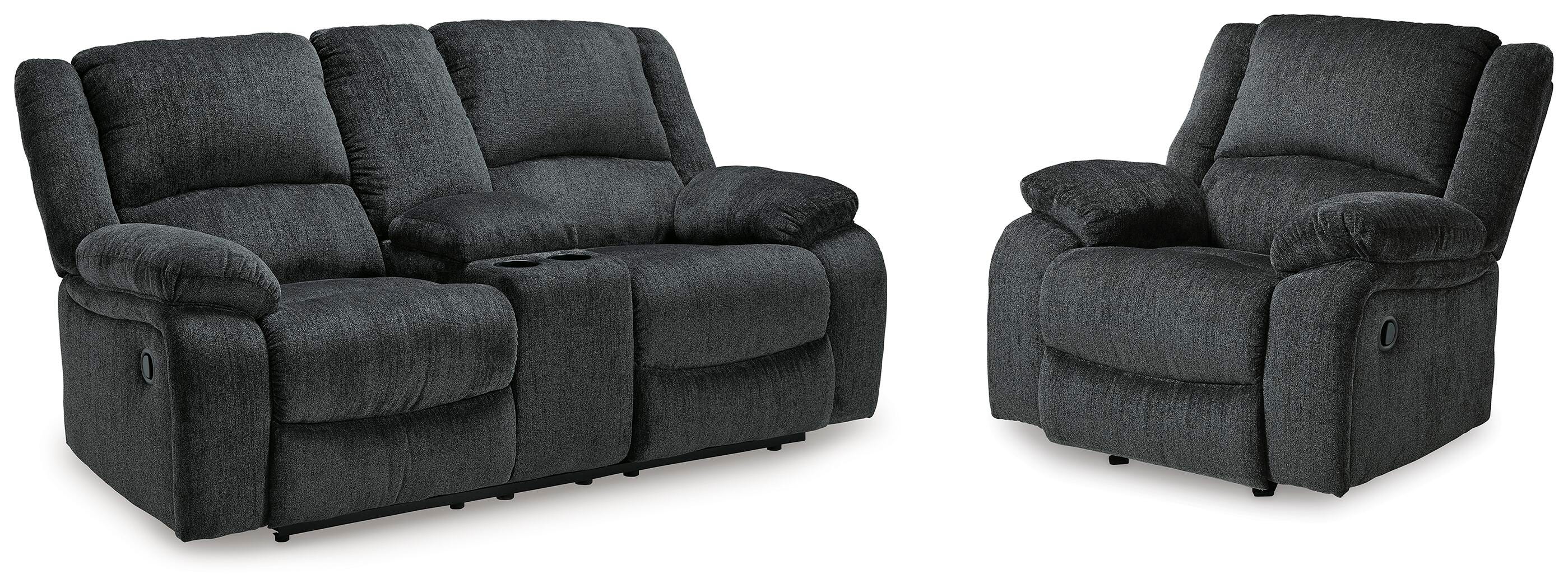 Sofá biplaza reclinable Draycoll con consola y reclinable - image 1