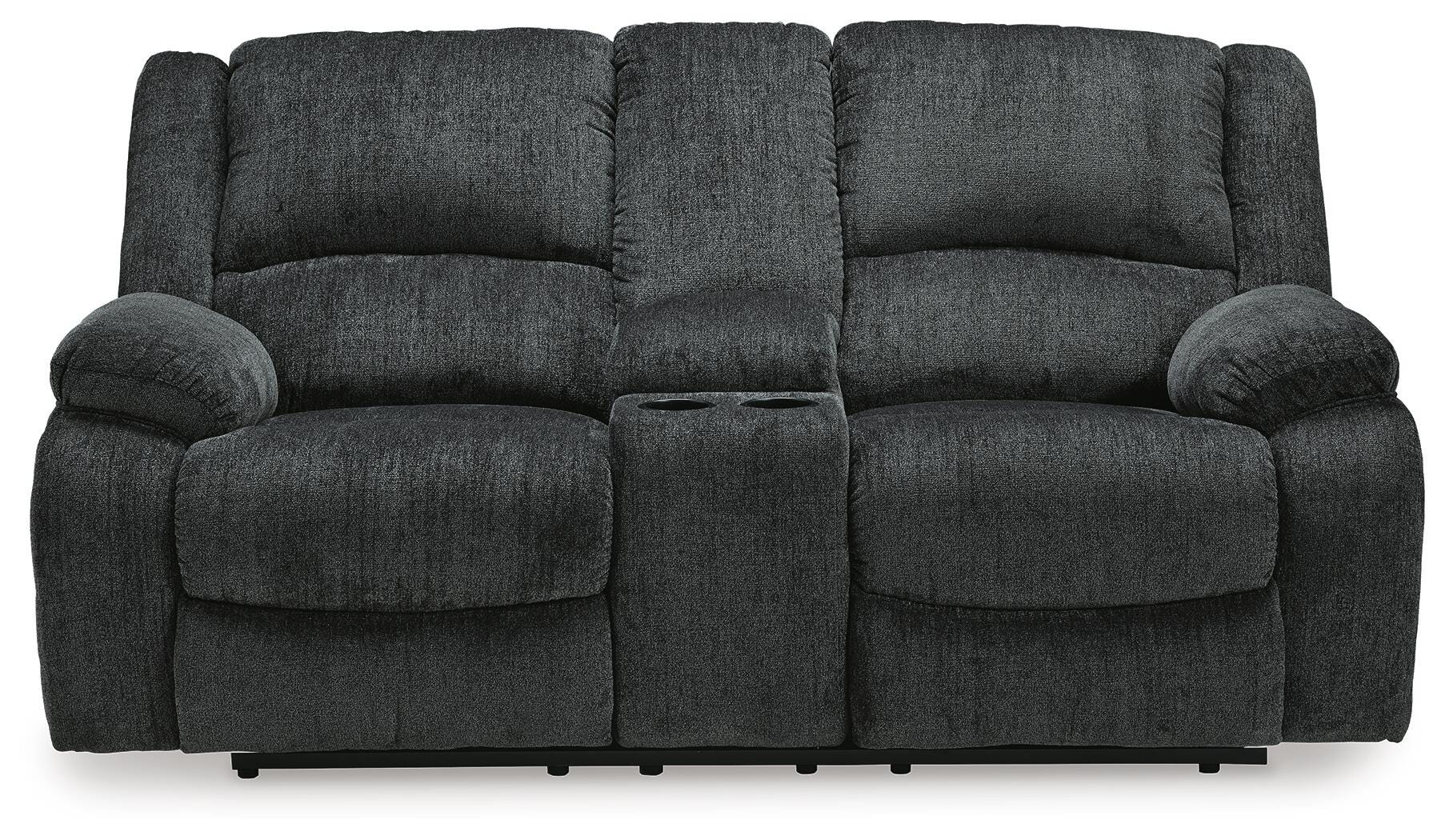Draycoll Power Reclining Loveseat with Console, Slate, large