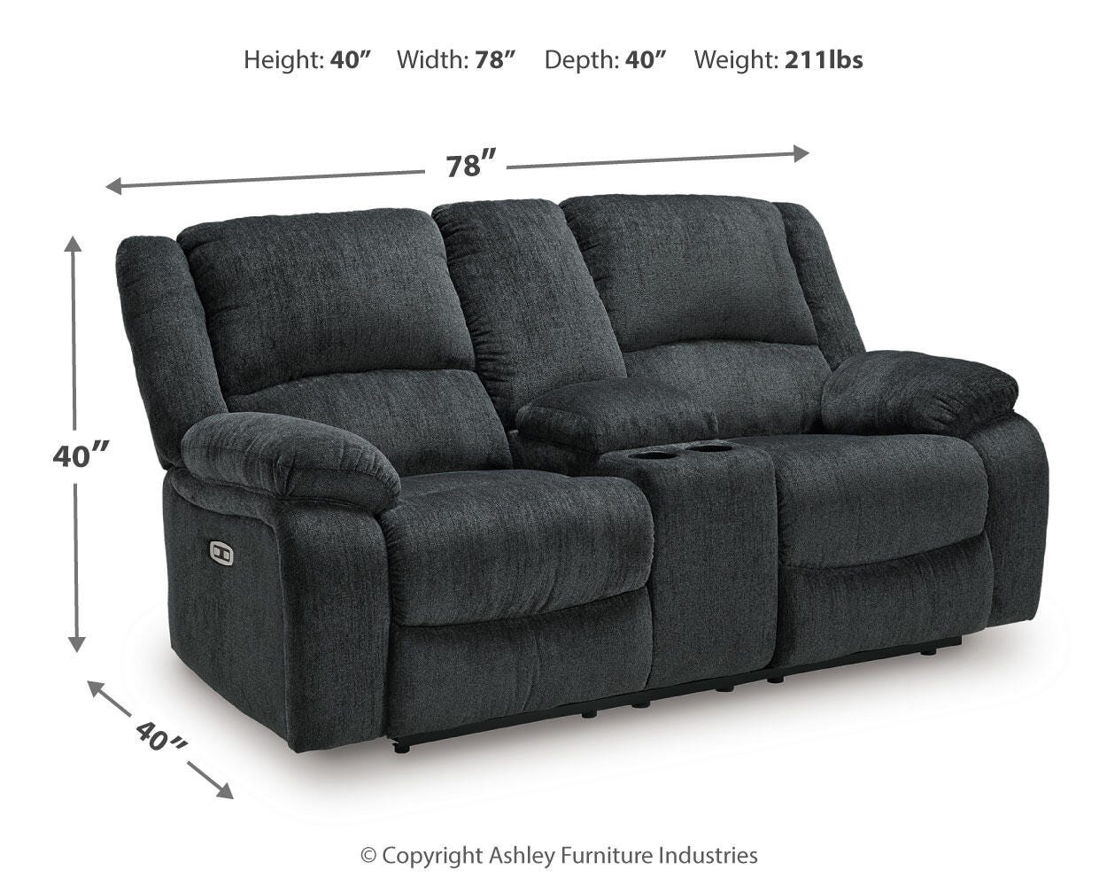 Loveseat reclinable eléctrico Draycoll con consola - image 6