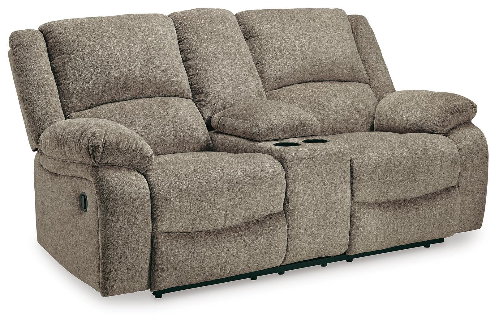 Draycoll Reclining Loveseat with Console, Pewter, large