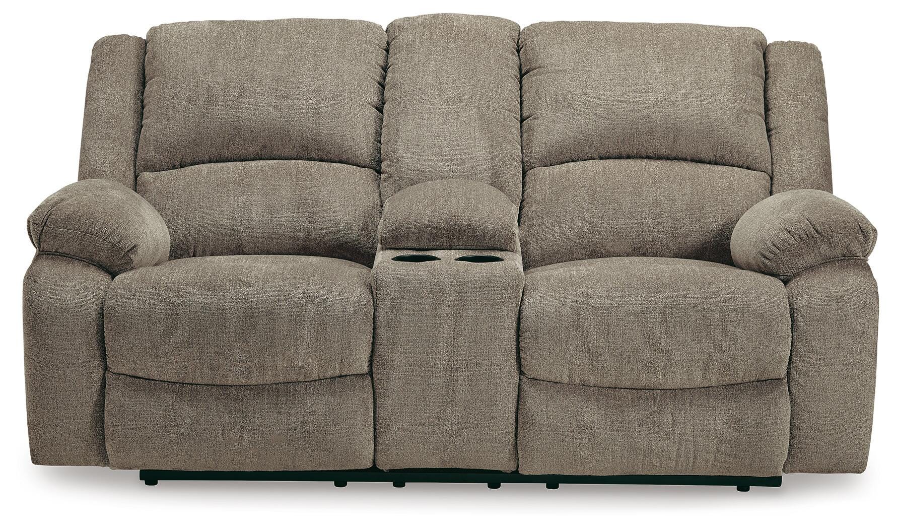 Draycoll Reclining Loveseat with Console, Pewter, large