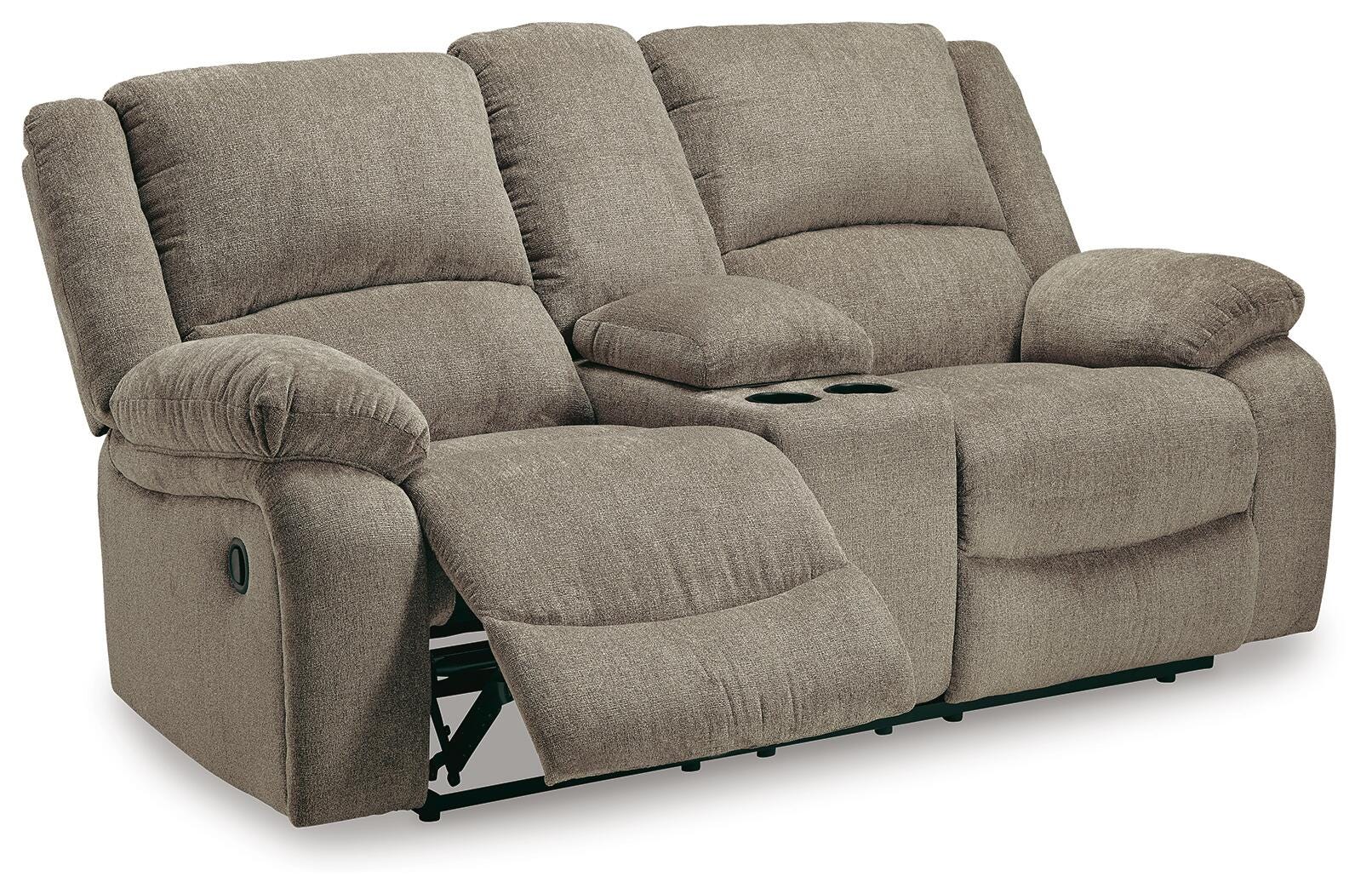 Draycoll Reclining Loveseat with Console, Pewter, large