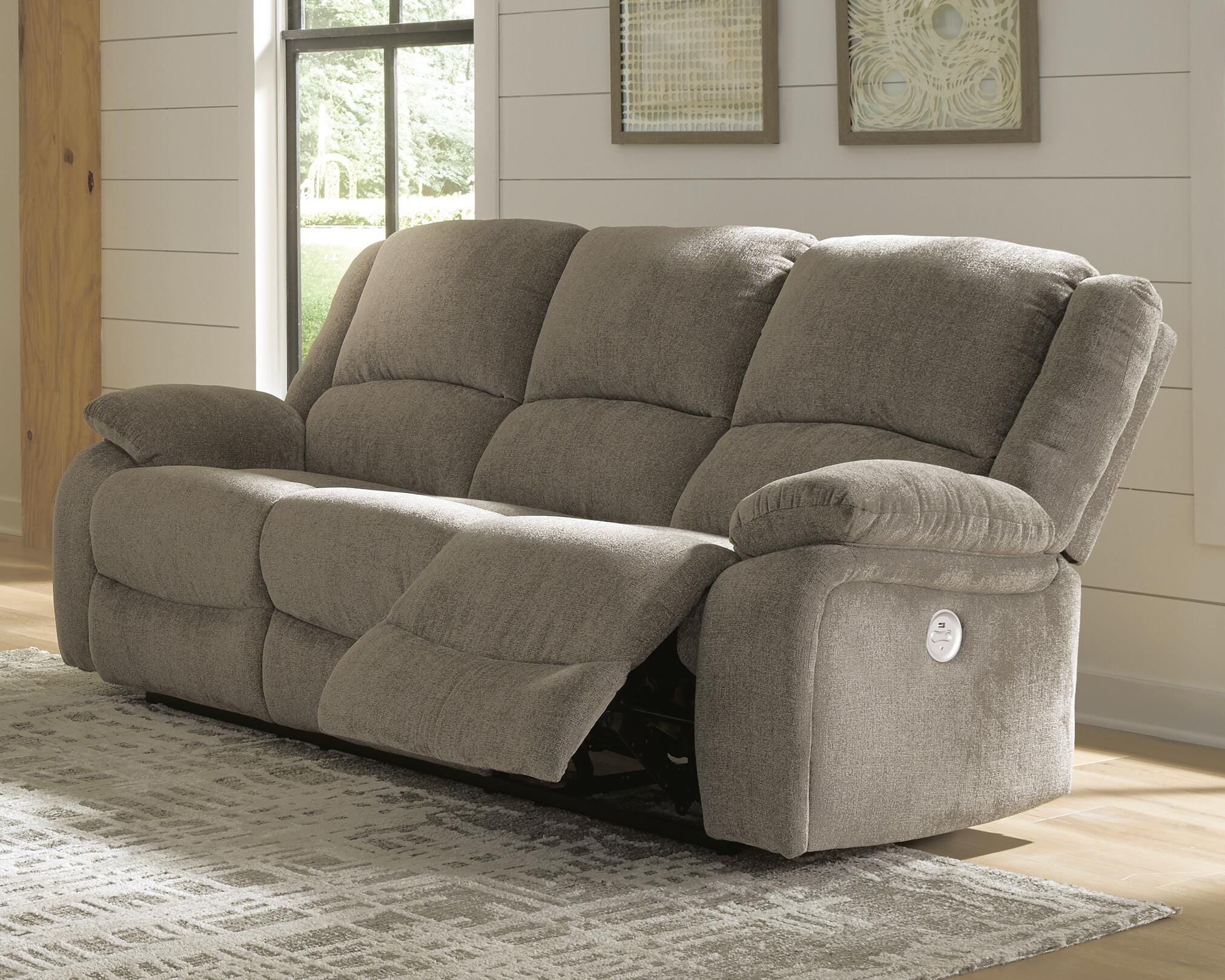 Draycoll Power Reclining Sofa, Pewter, rollover