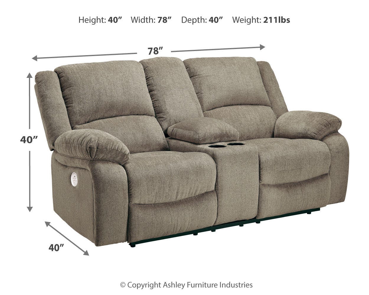 Draycoll Power Reclining Loveseat with Console - image 4
