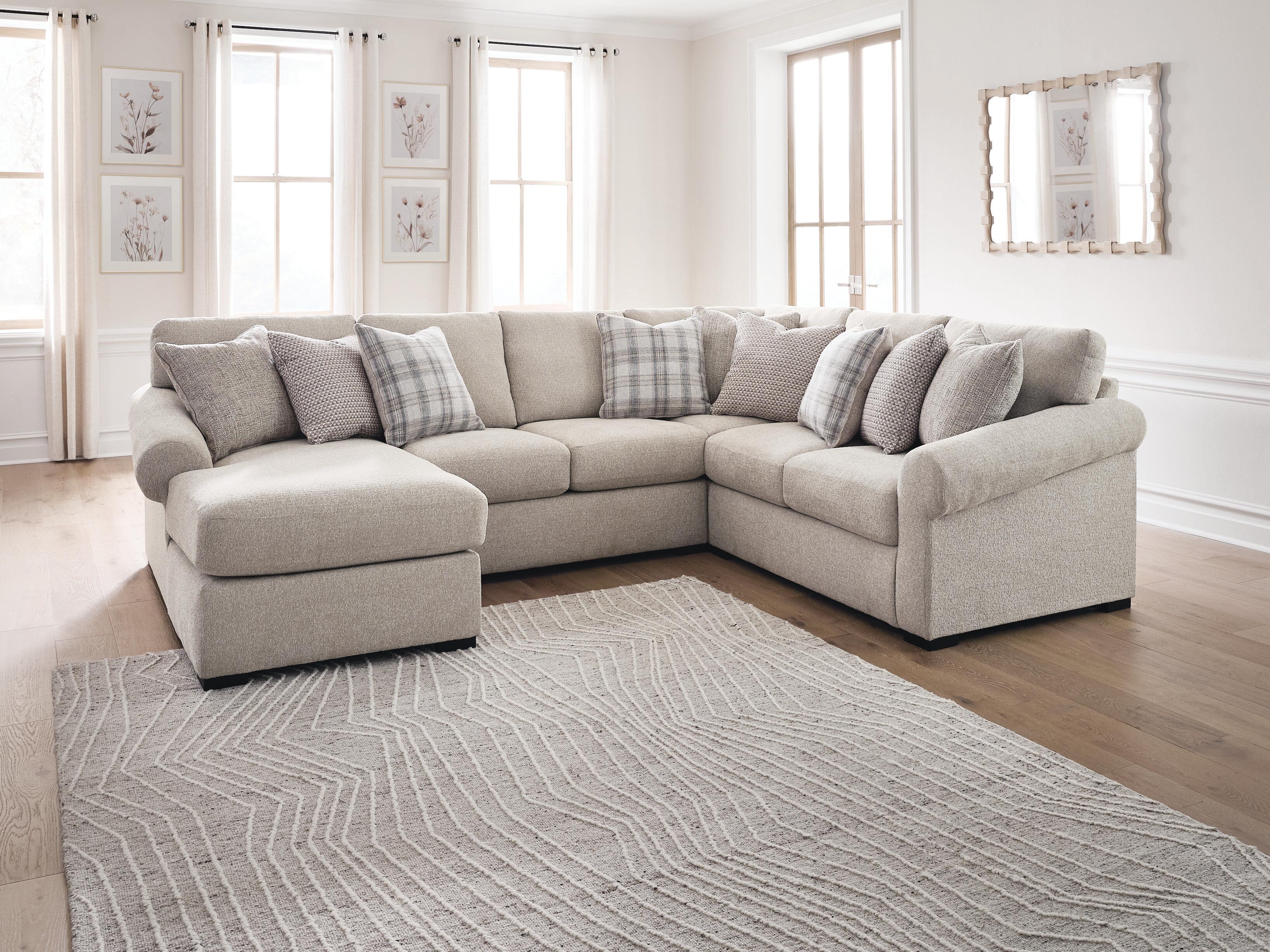 Bridgemont 4-Piece Sectional with Chaise, Stone, rollover