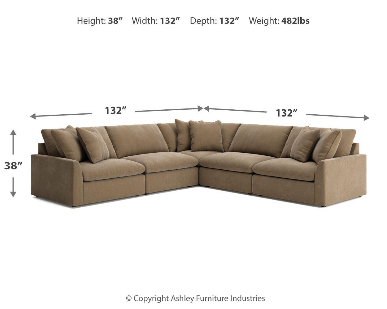 Whitehaven 5-Piece Sectional, Sable, large