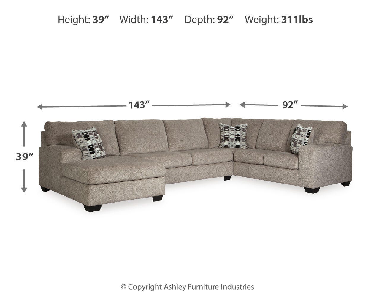Seccional de 3 piezas Ballinasloe con chaise longue - image 4